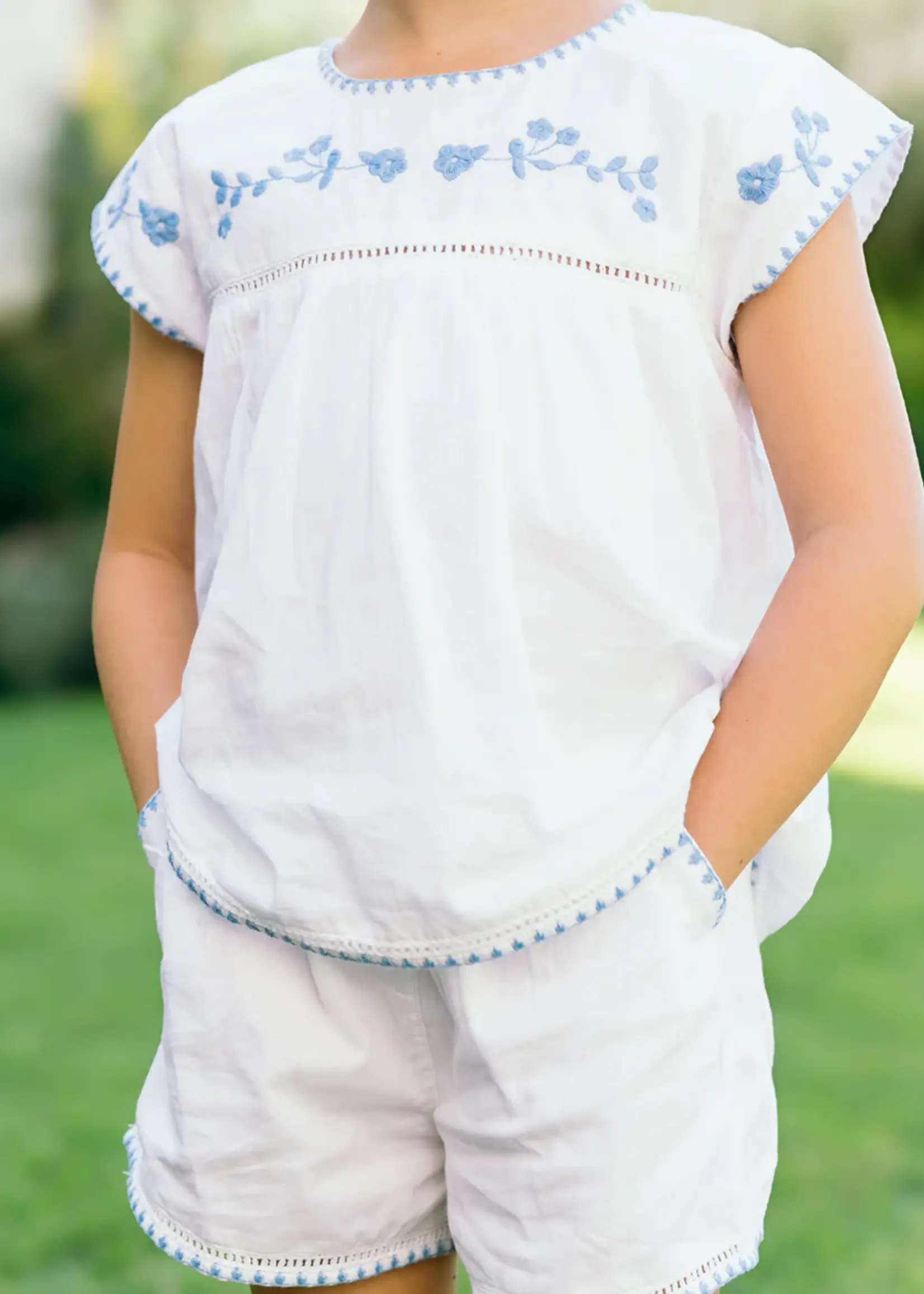 Minnow girls embroidered top and short set