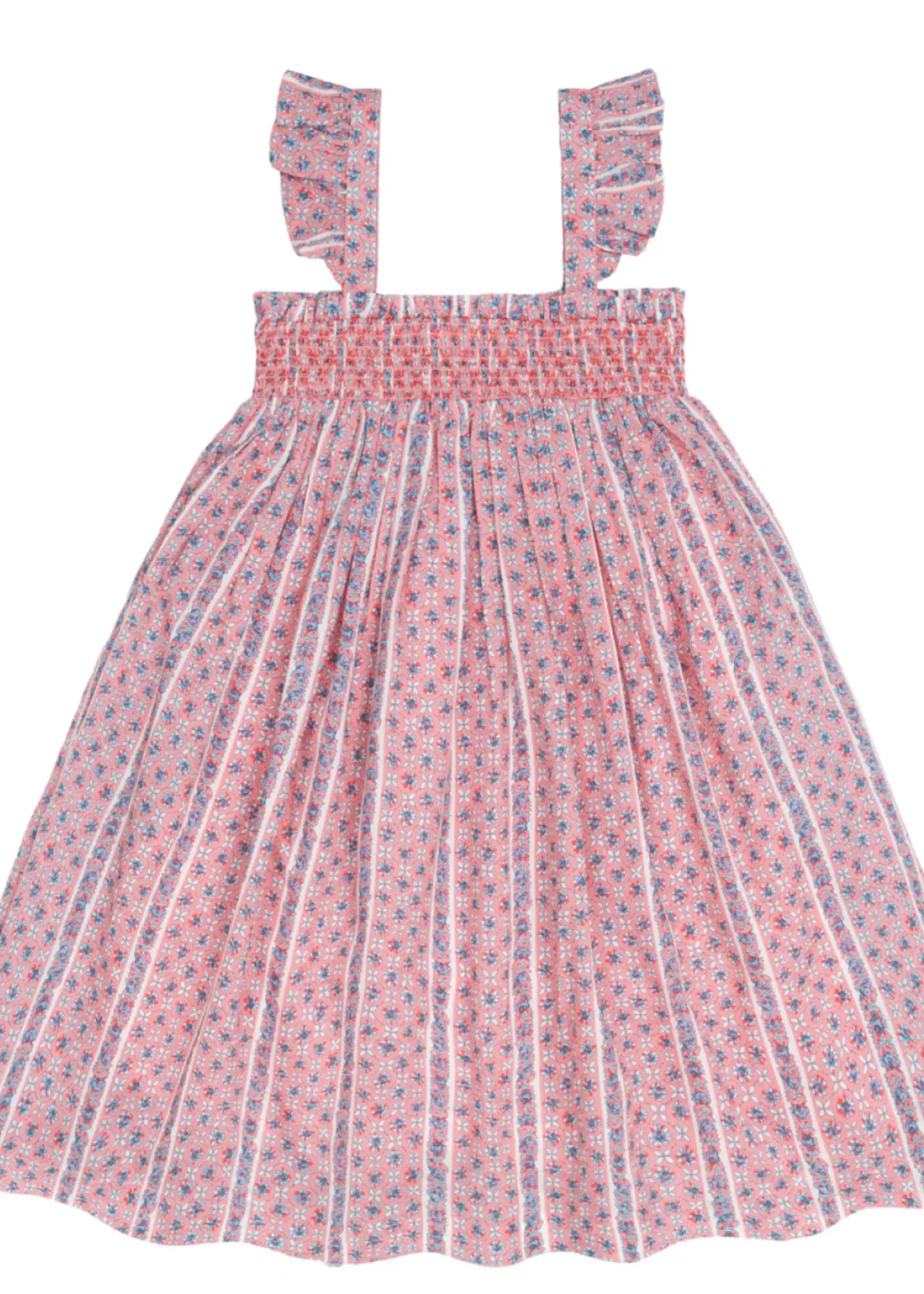 Minnow girls smocked dress with flutter sleeves