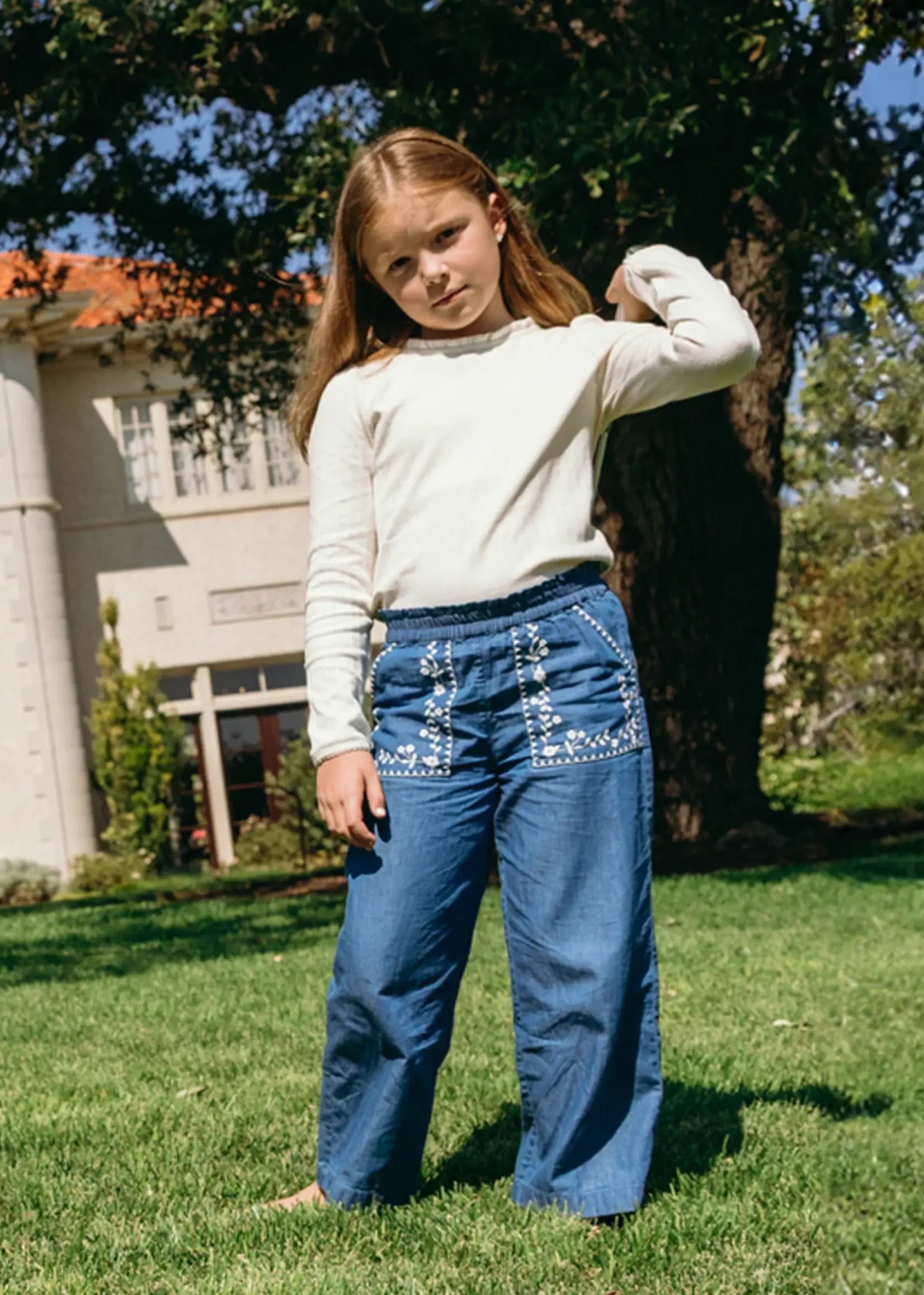 Minnow girls embroidered pant