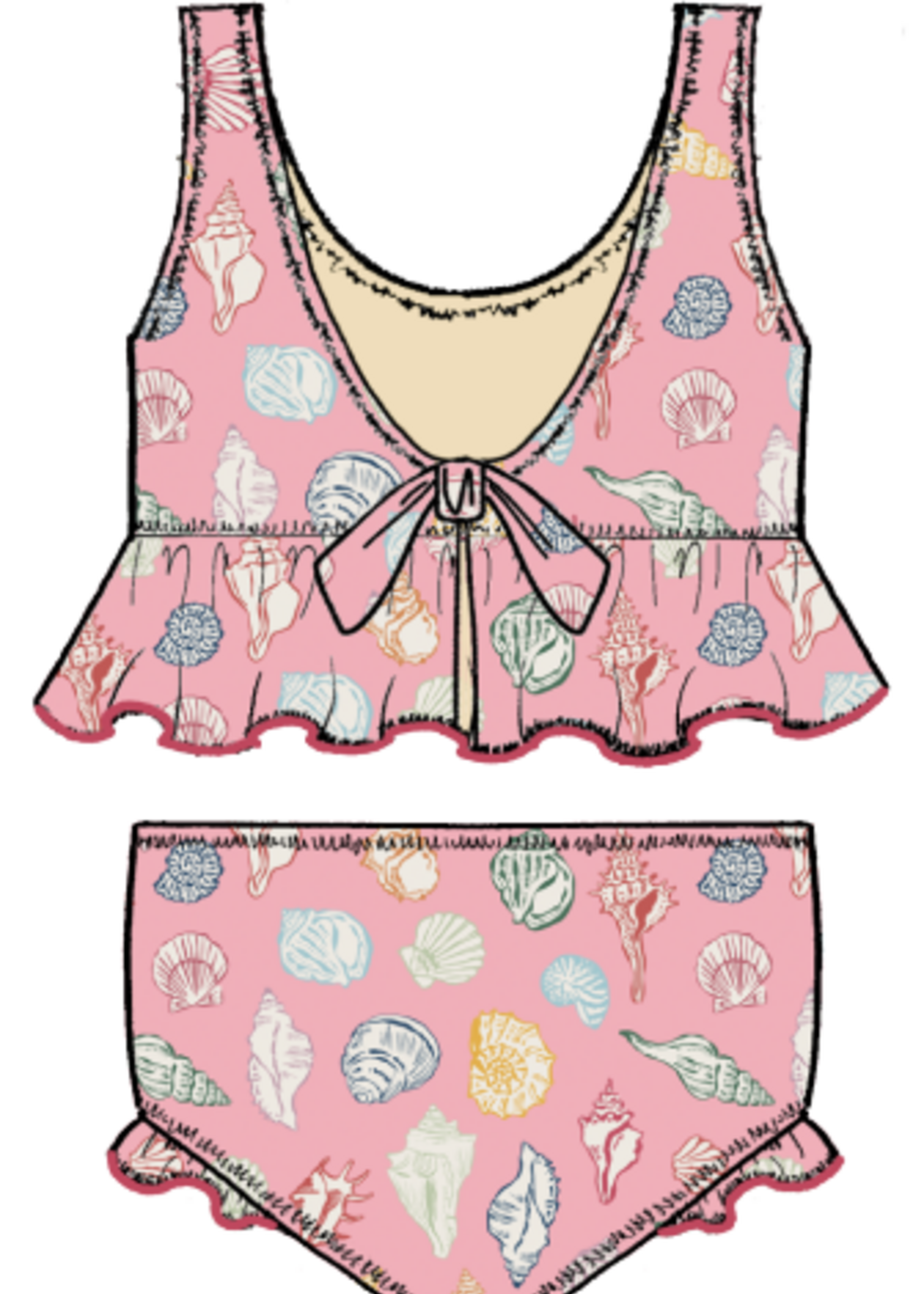 Pink Chicken girls Joy tankini - pink seashells