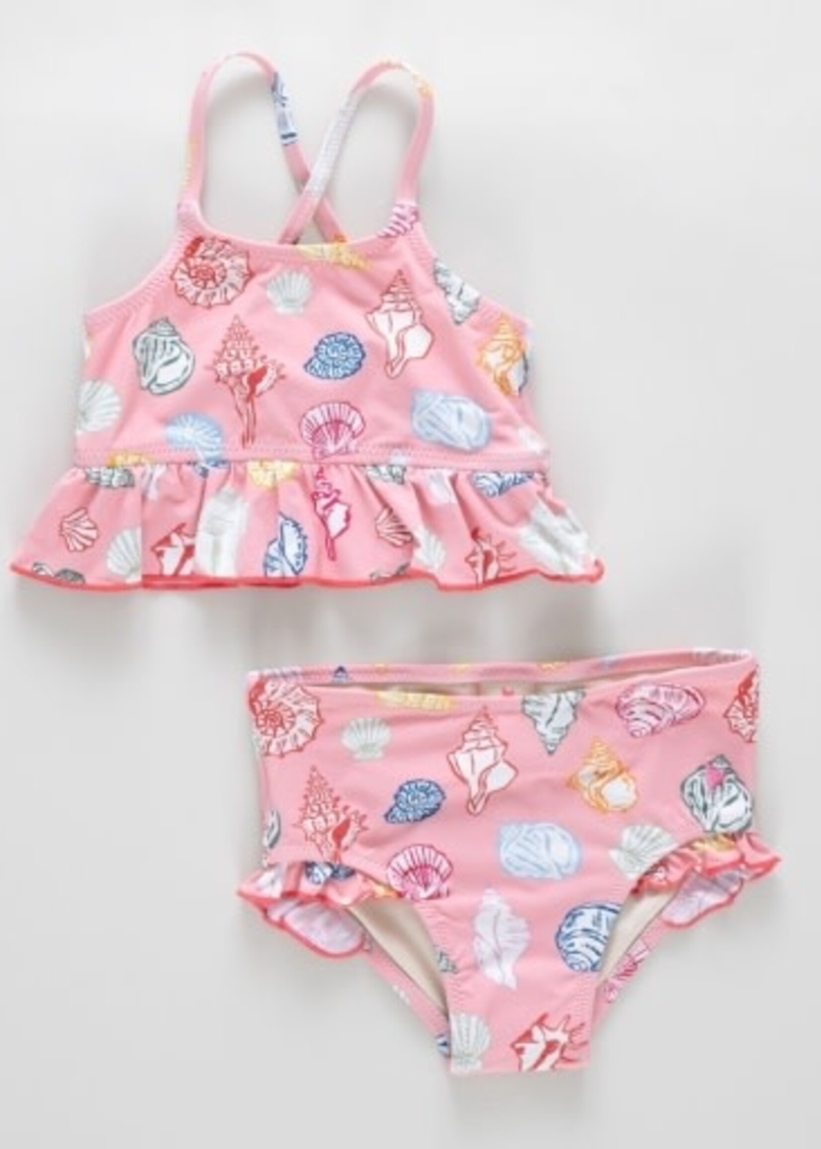 Pink Chicken girls Joy tankini - pink seashells