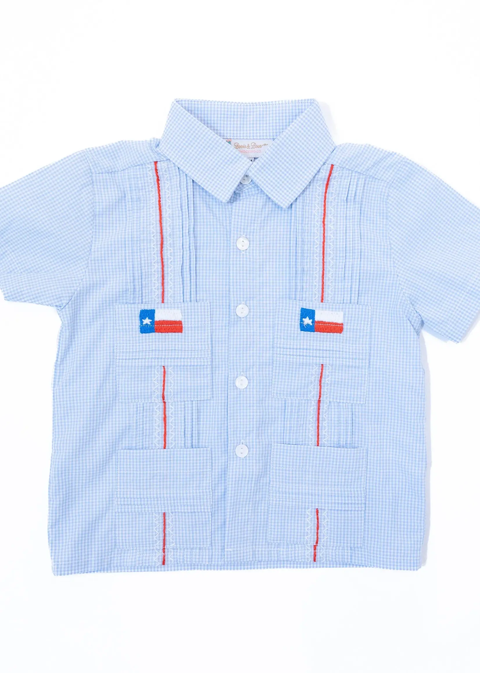 Boots and Bows Boys Texas Flag Guayabera Shirt