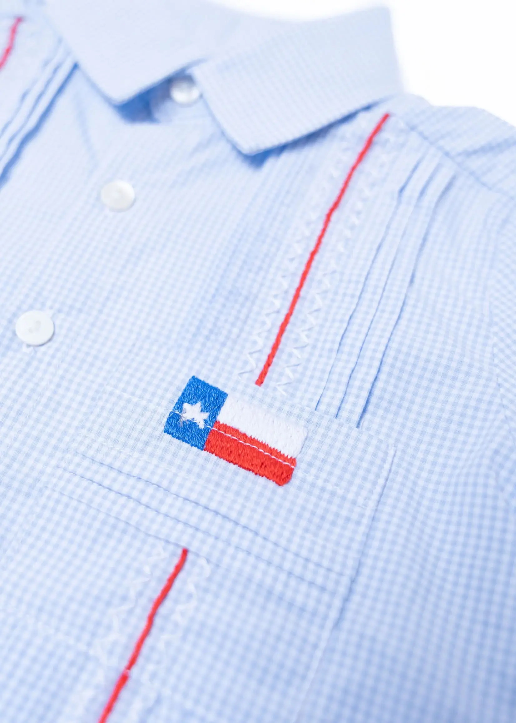 Boots and Bows Boys Texas Flag Guayabera Romper