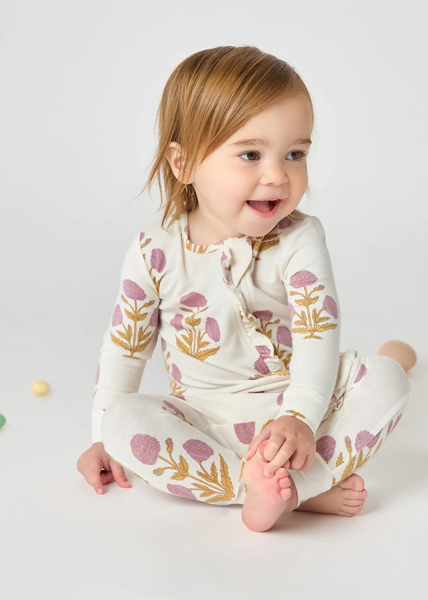 Pink Chicken Baby Ruffle Bamboo Romper