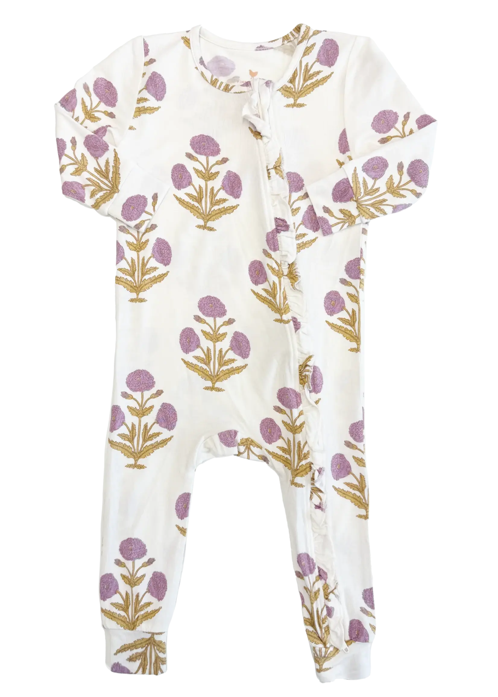 Pink Chicken Baby Ruffle Bamboo Romper