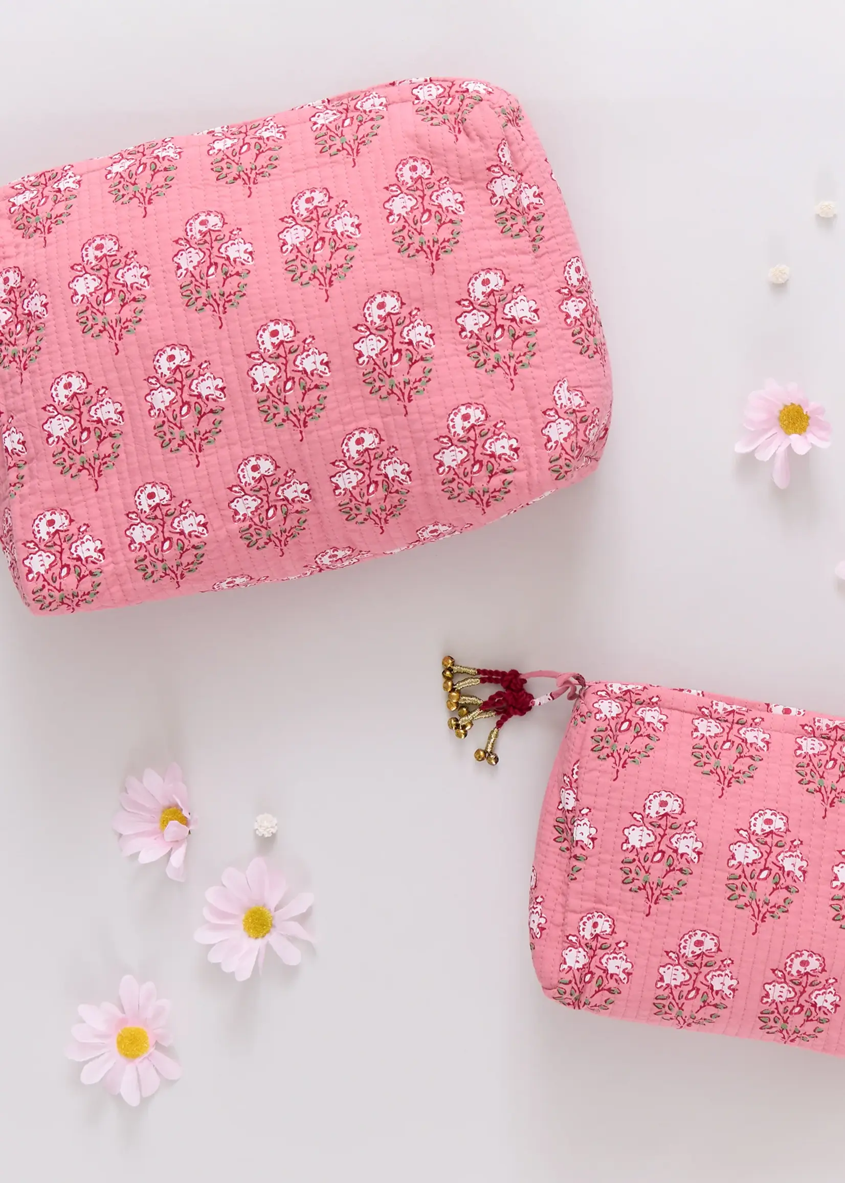 Pink Chicken Large Quilted Pouch