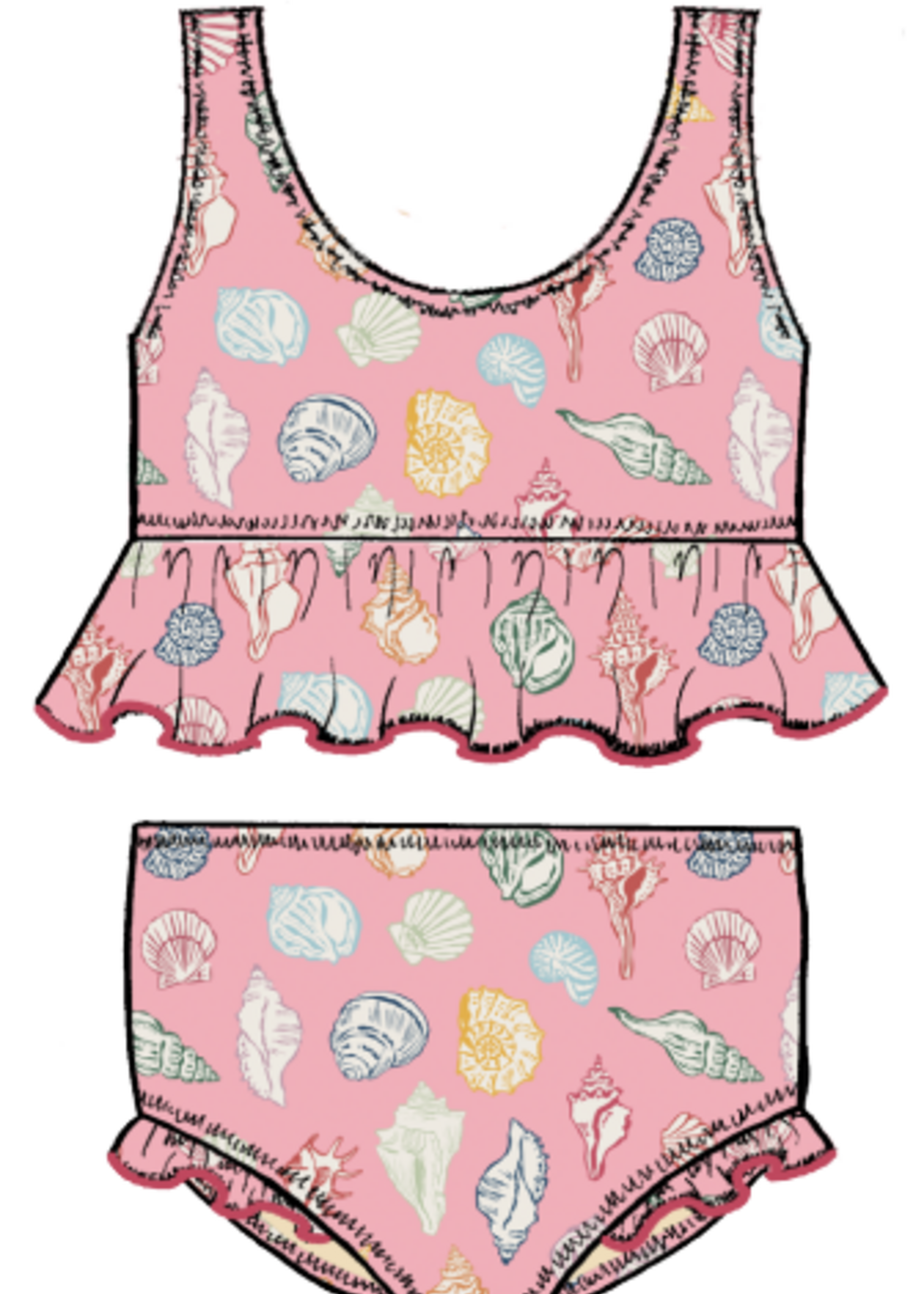 Pink Chicken girls Joy tankini - pink seashells