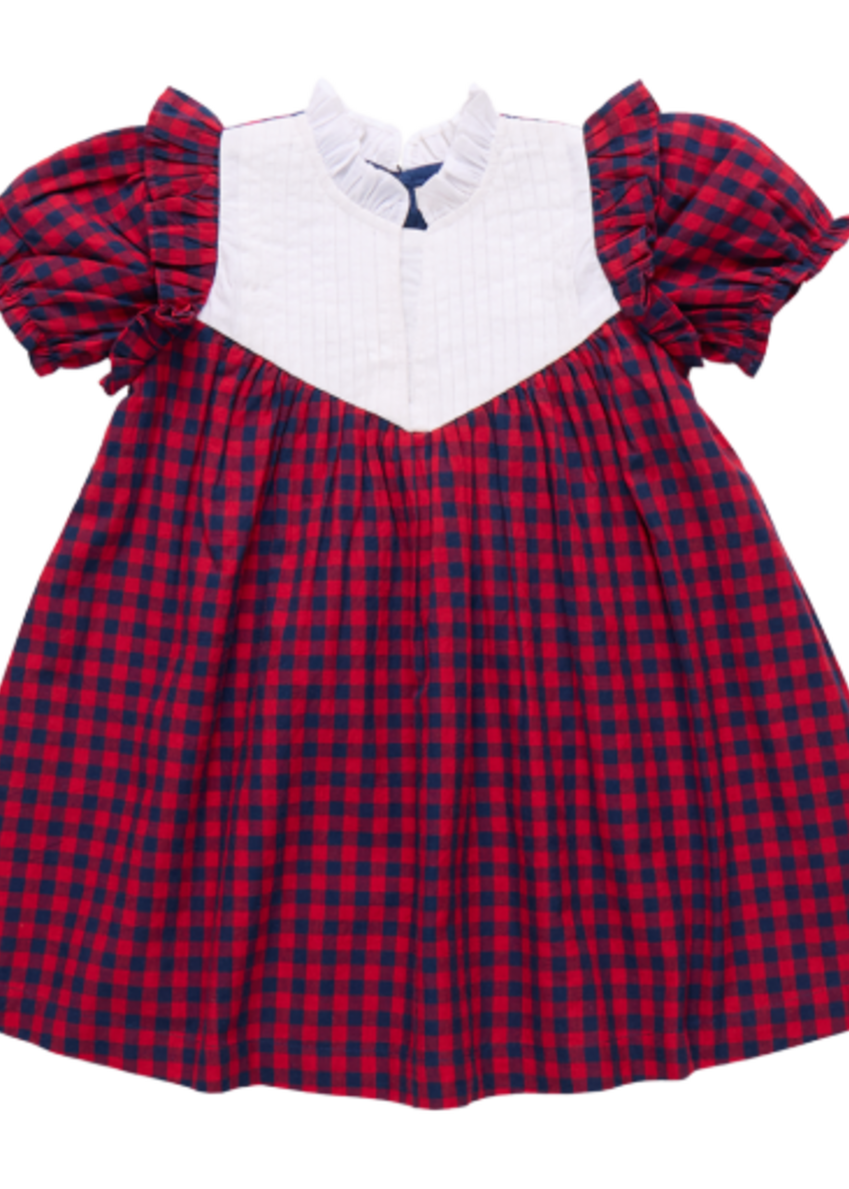 Pink Chicken girls imogen dress - red blue check