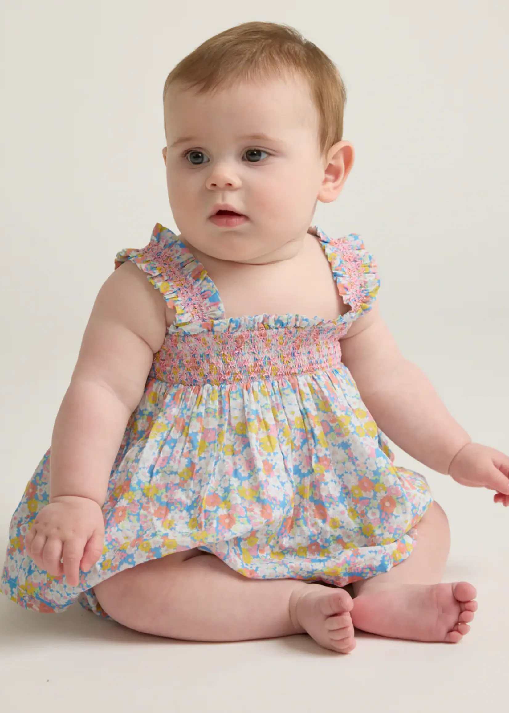 Minnow baby smocked top and bloomer set