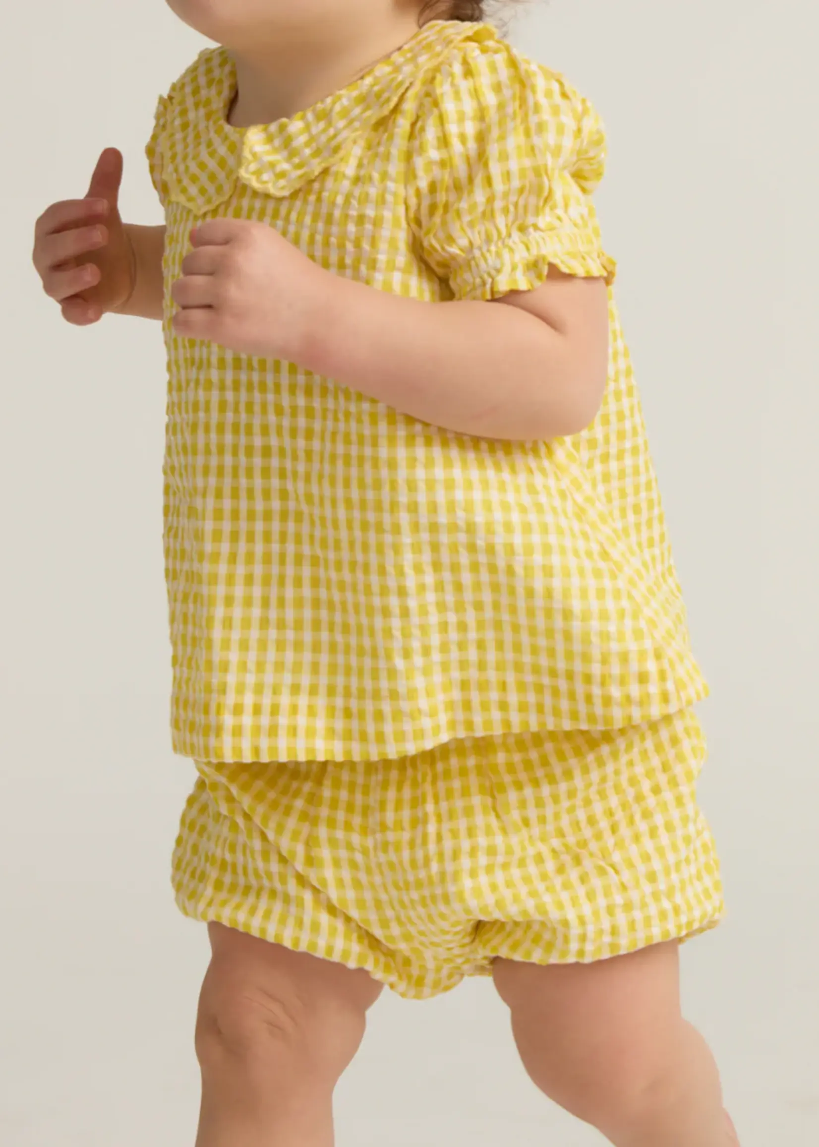 Minnow Baby ruffle sleeve top and bloomer set
