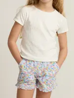 Minnow girls French terry ruffle short