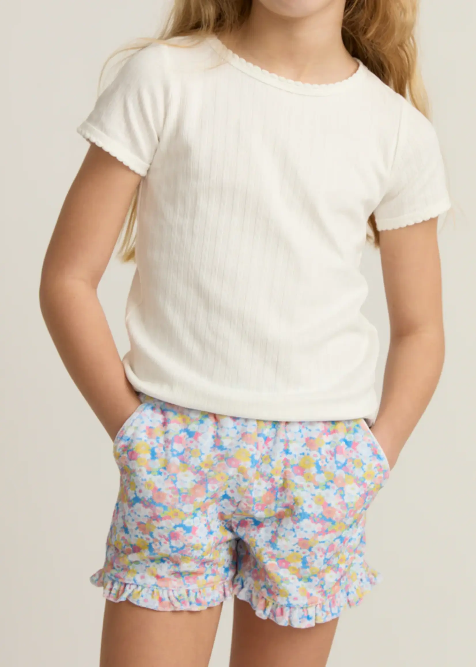 Minnow girls French terry ruffle short