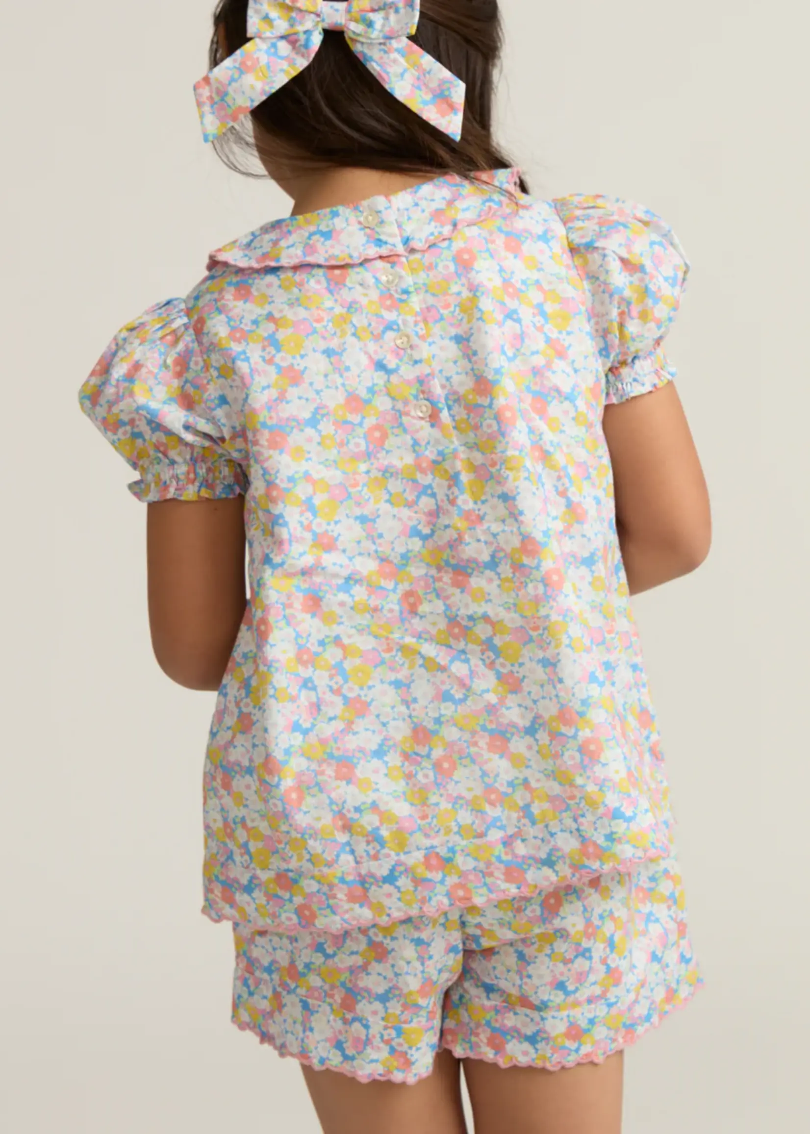 Minnow girls puff sleeve short set