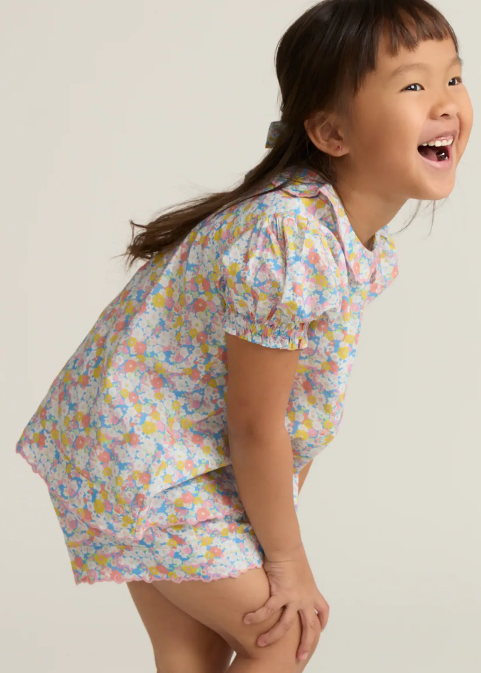 Minnow girls puff sleeve short set