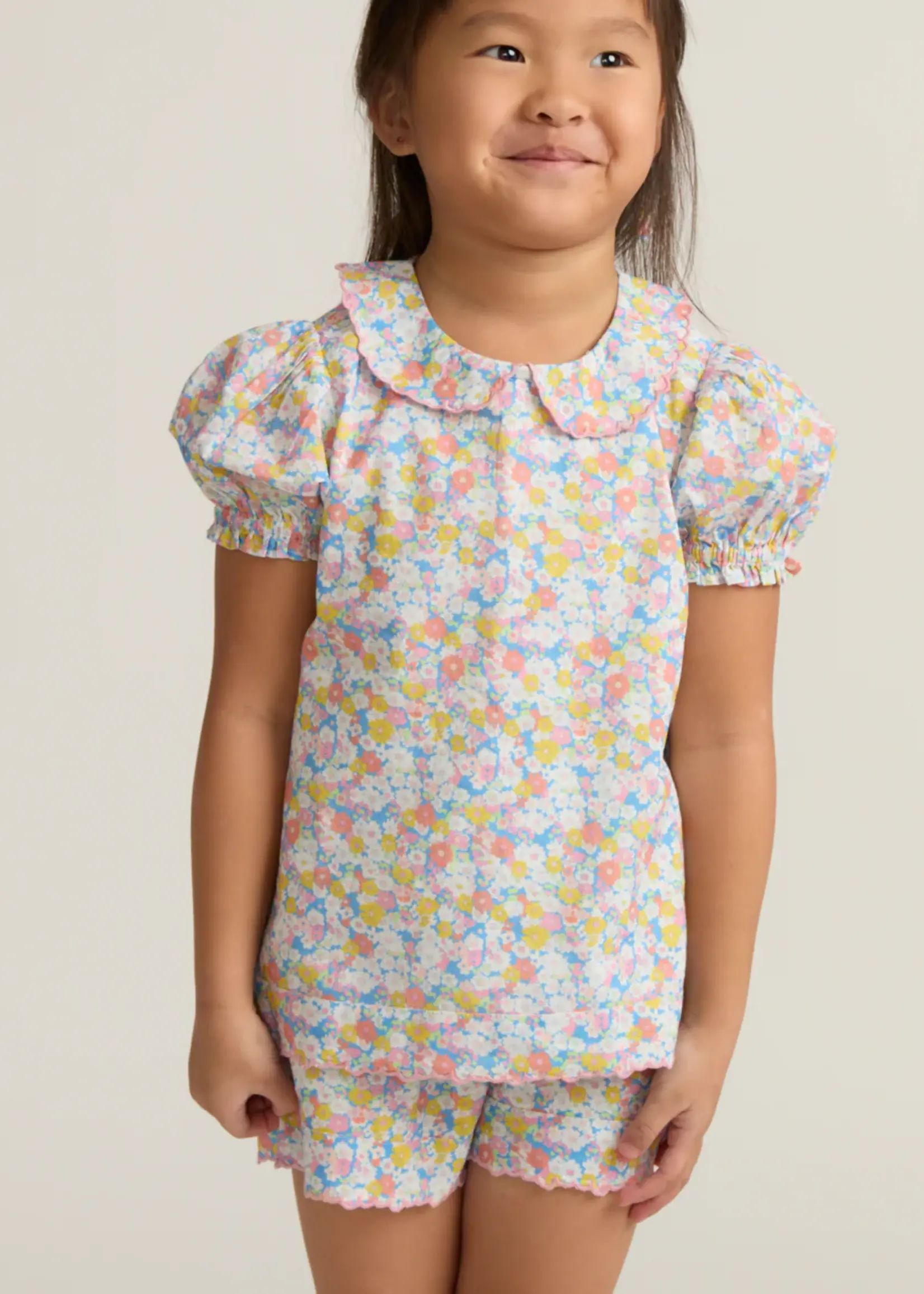 Minnow girls puff sleeve short set