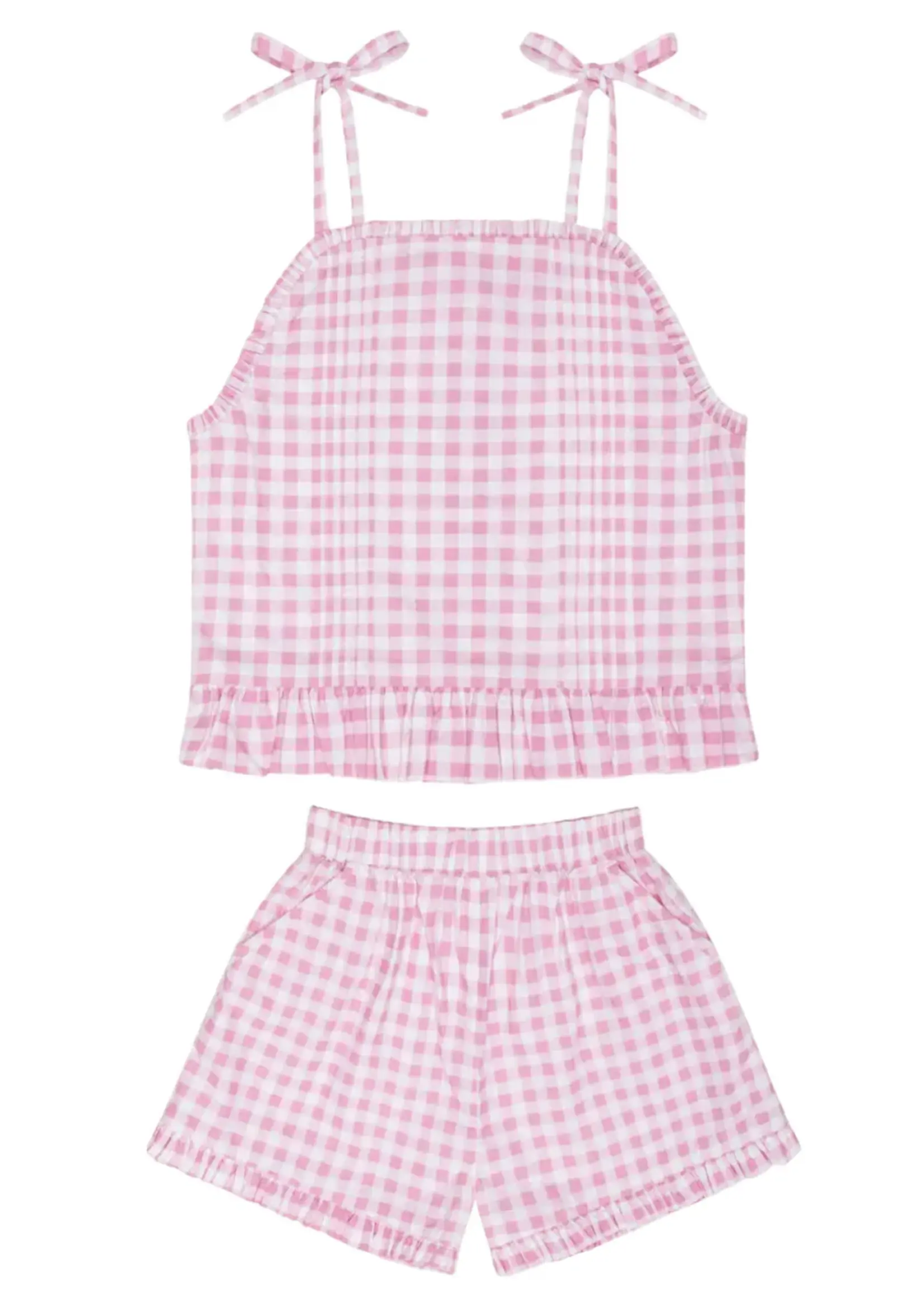 Minnow girls tie tank and short set