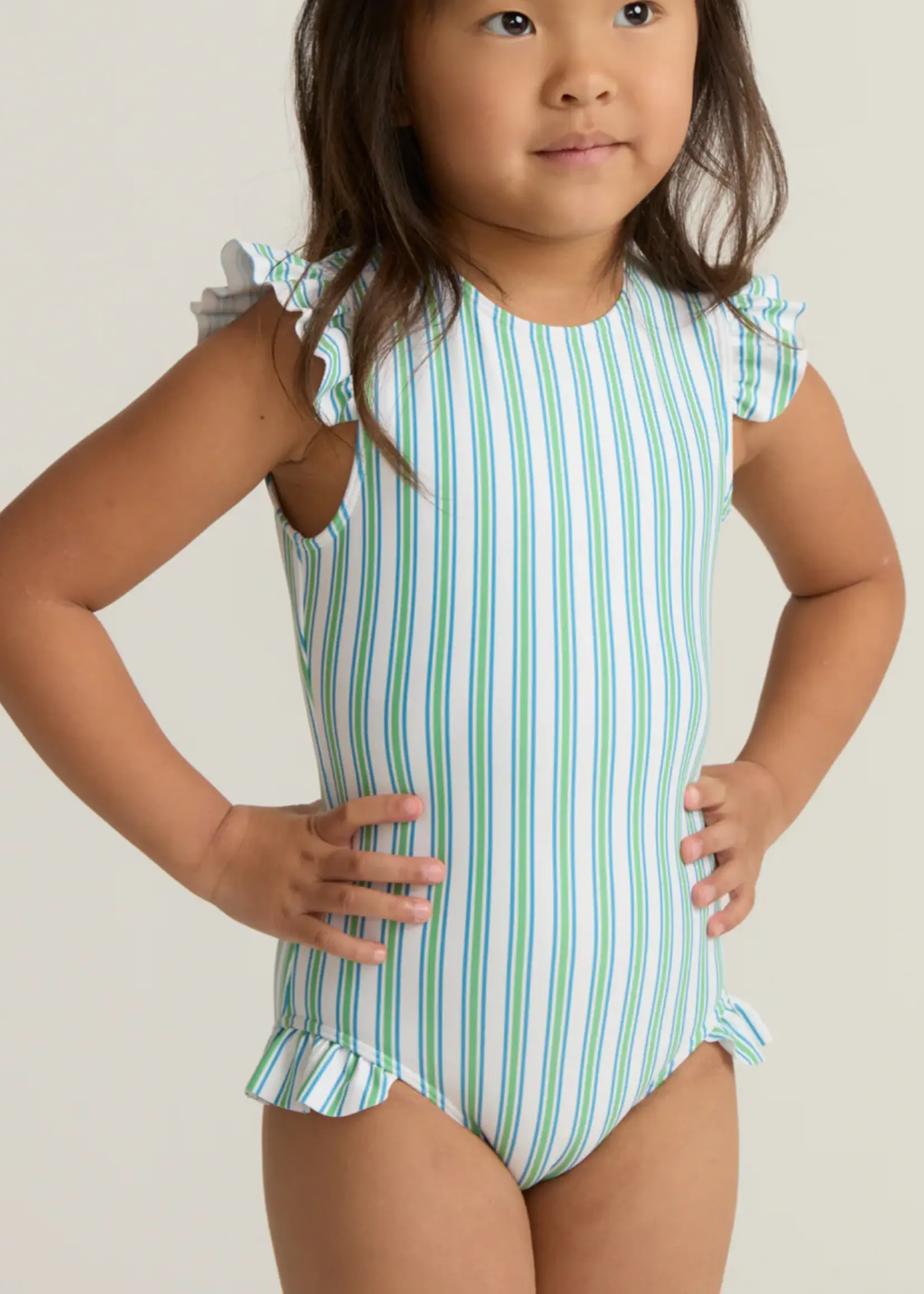 Minnow ruffle cap sleeve rashguard one piece