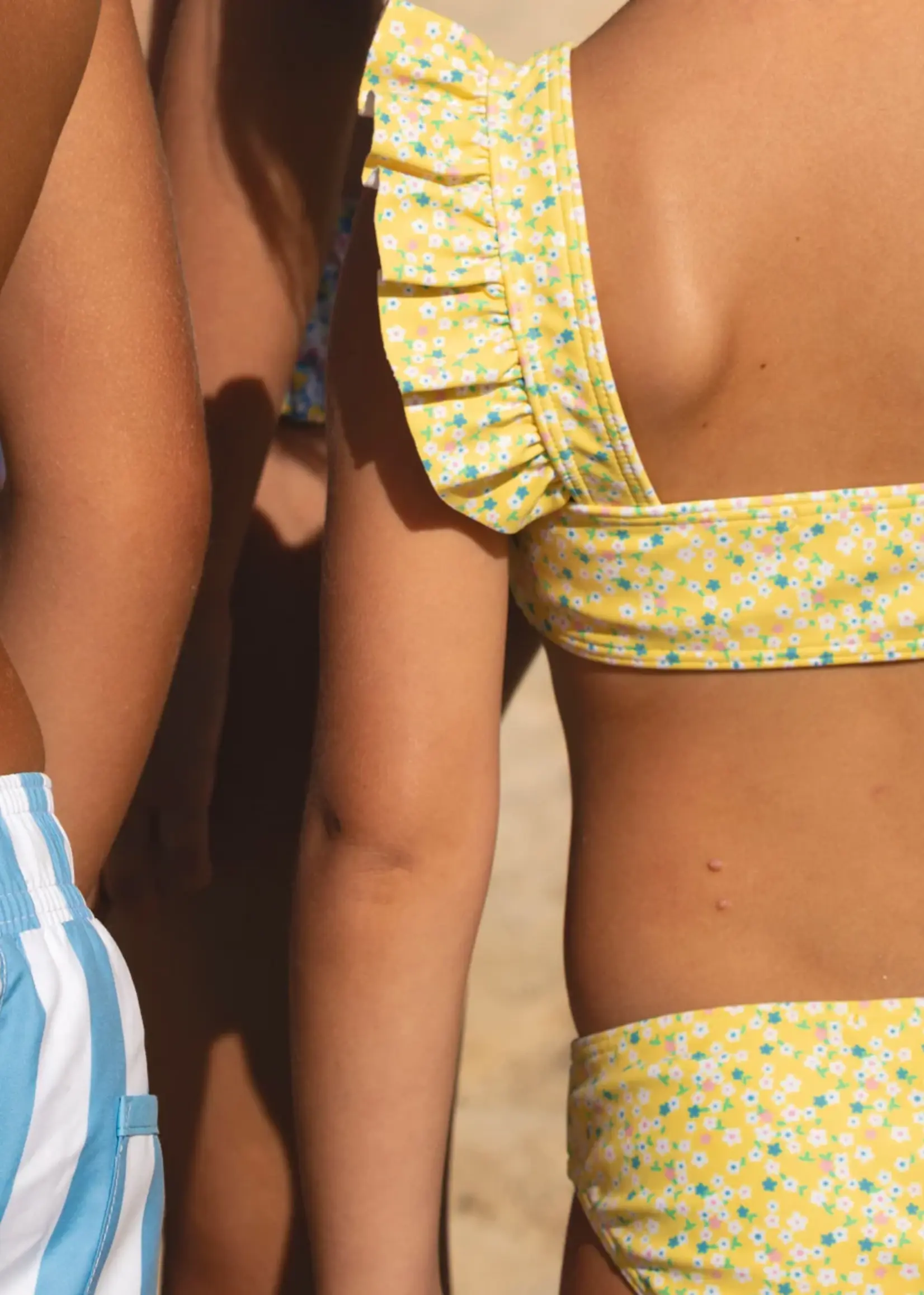 Minnow smocked ruffle strap bikini