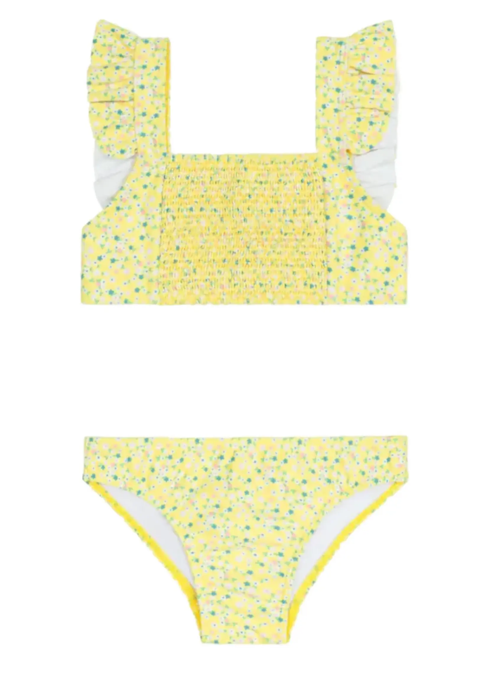 Minnow smocked ruffle strap bikini