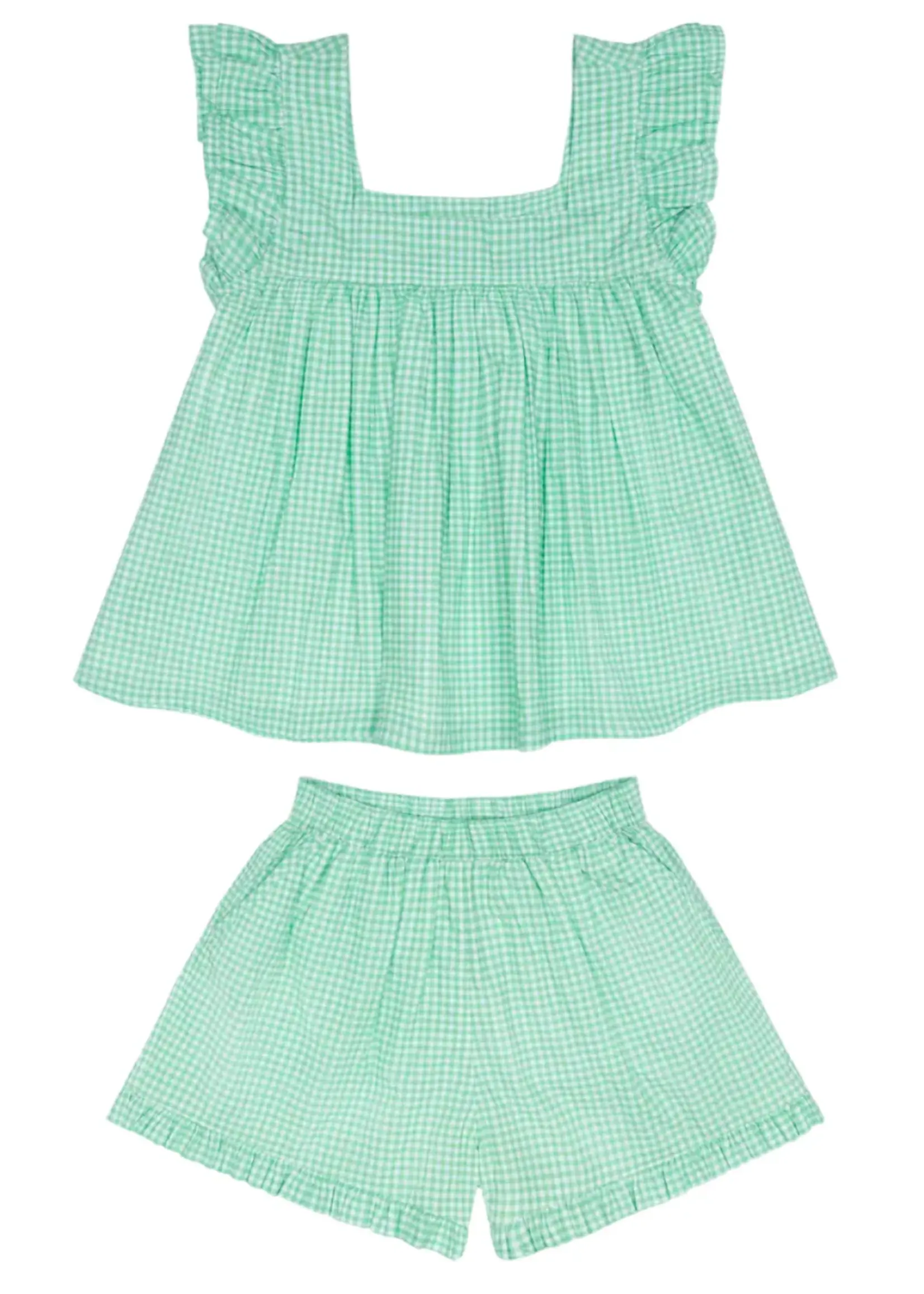 Minnow girls ruffle top and short set