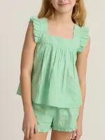 Minnow girls ruffle top and short set