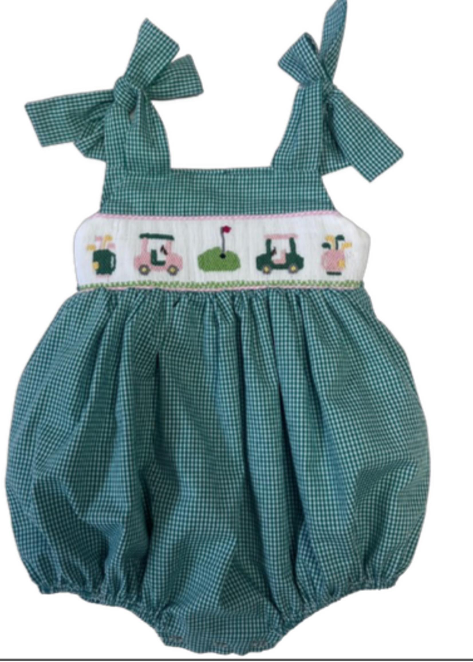 Lulu Bebe Golf Smocked Girl Bubble