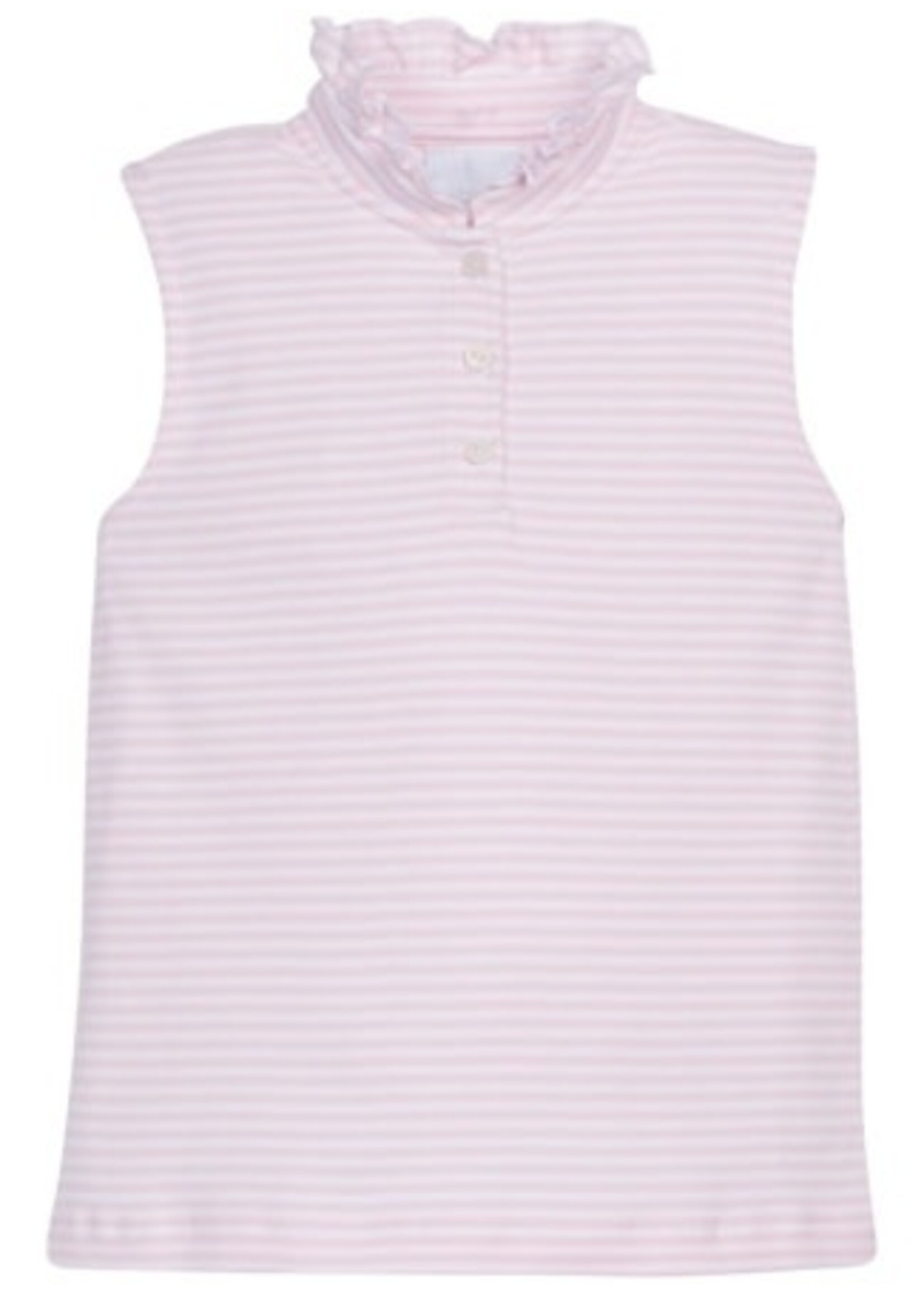 Little English | BISBY Sleeveless Hastings Polo - Light Pink Stripe