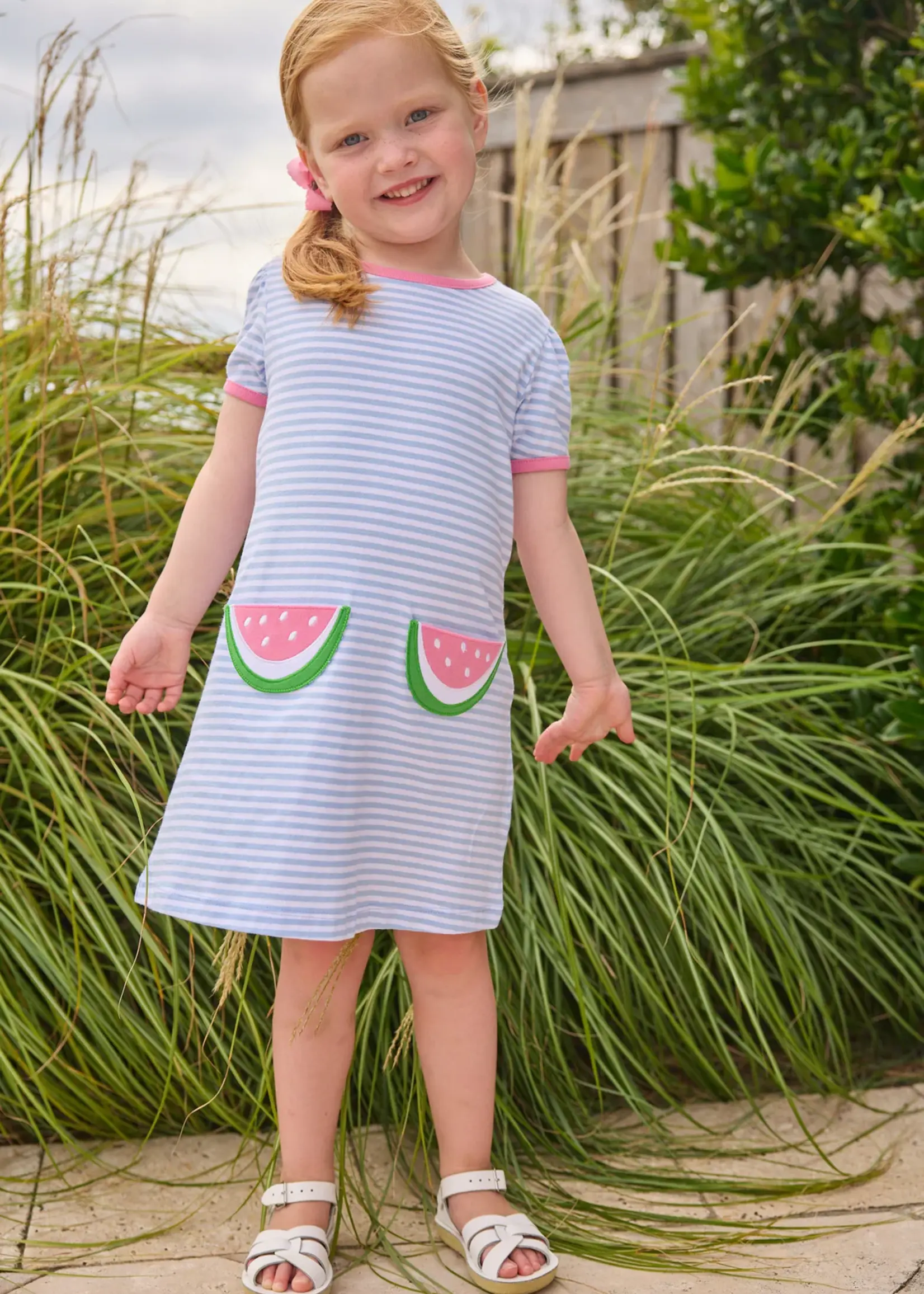 Little English Applique Pocket T-Shirt Dress