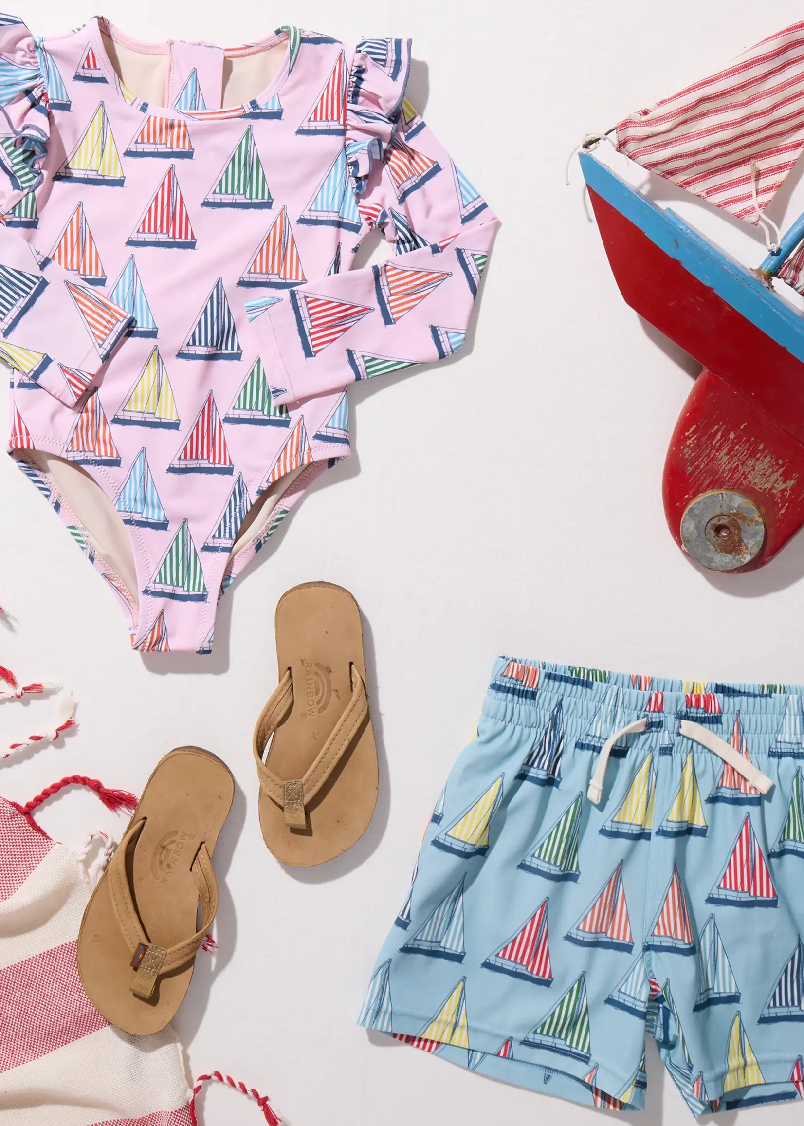 Pink Chicken baby boys swim trunk