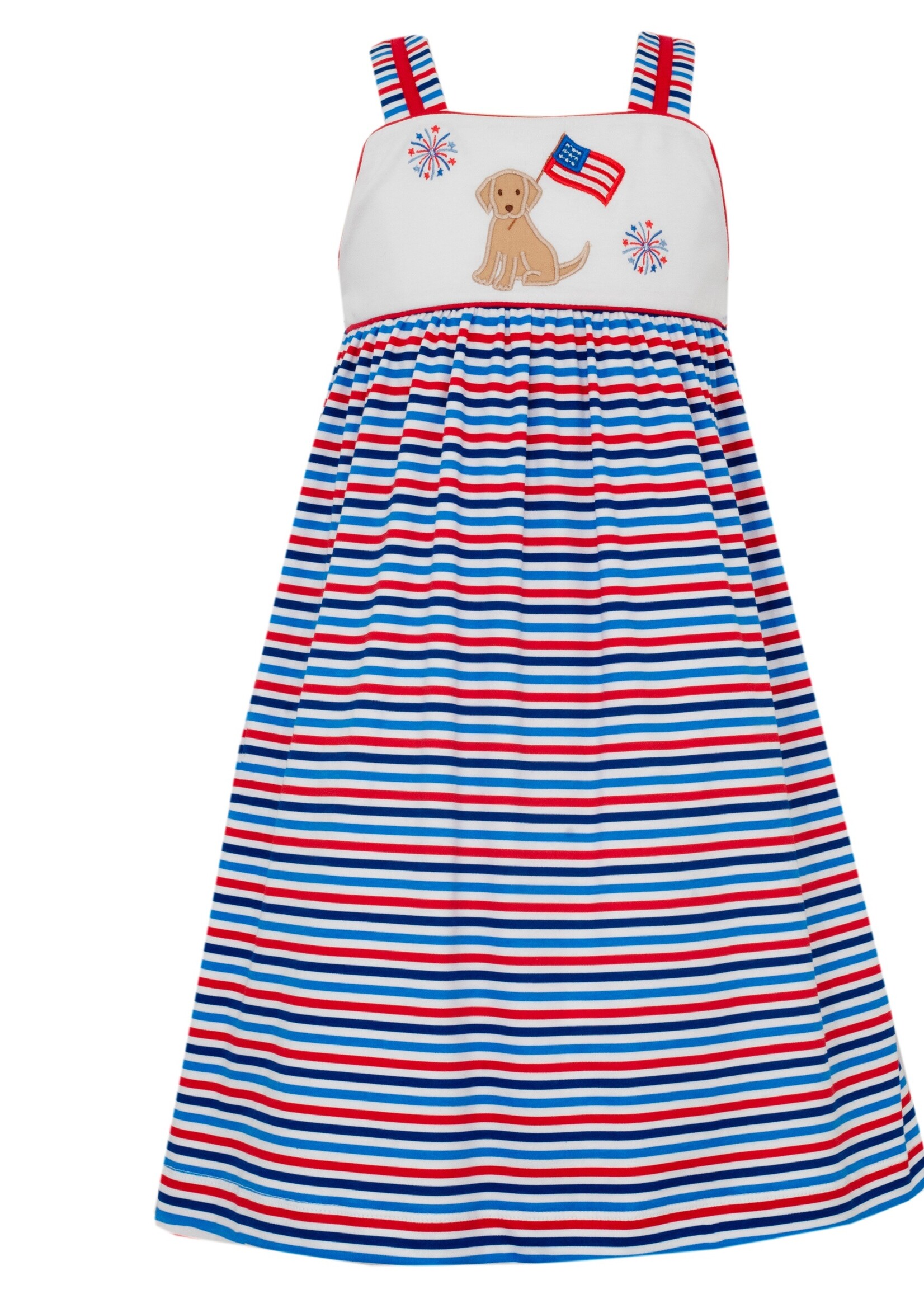 Claire and Charlie Pup Flag GIRL Sundress dress