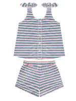 Minnow French Terry Stripe Tie Knot Set
