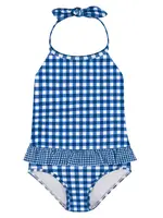Minnow ruffle halter one piece