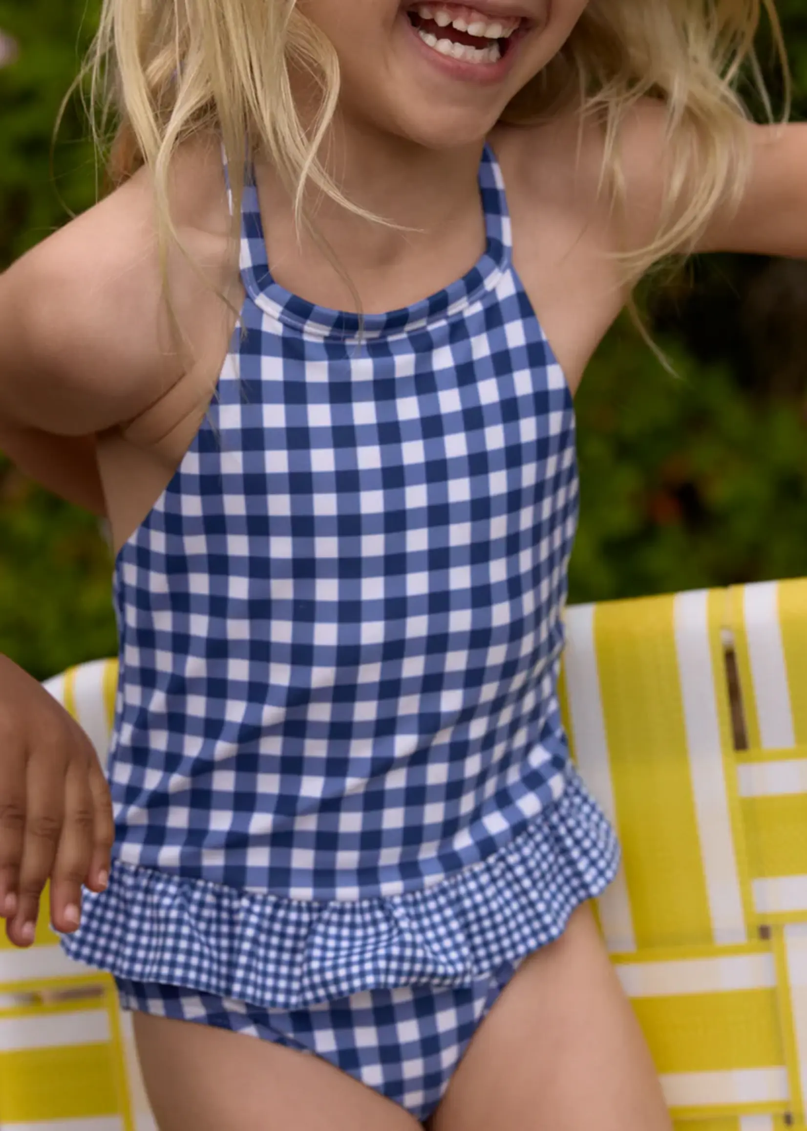 Minnow ruffle halter one piece