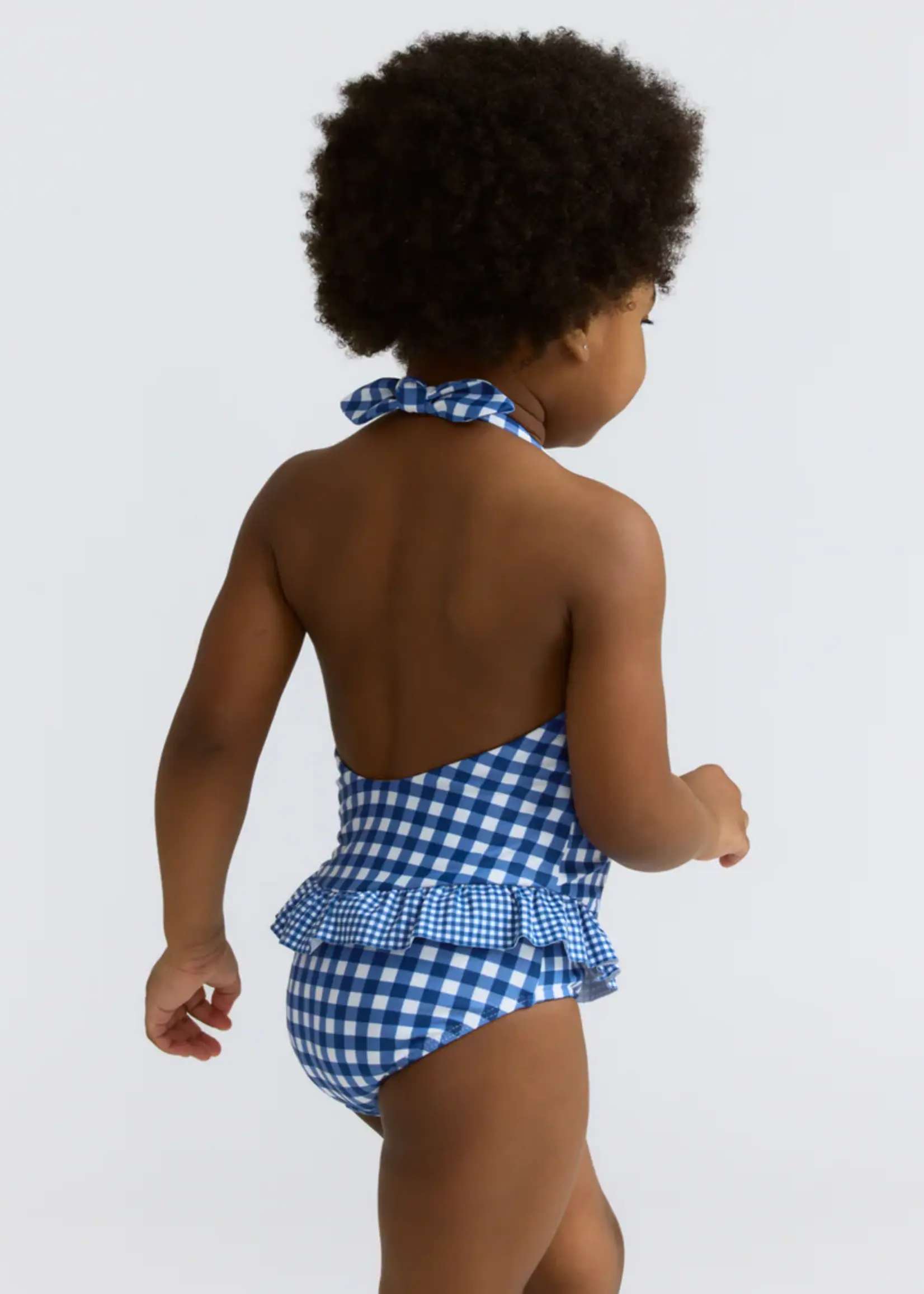 Minnow ruffle halter one piece
