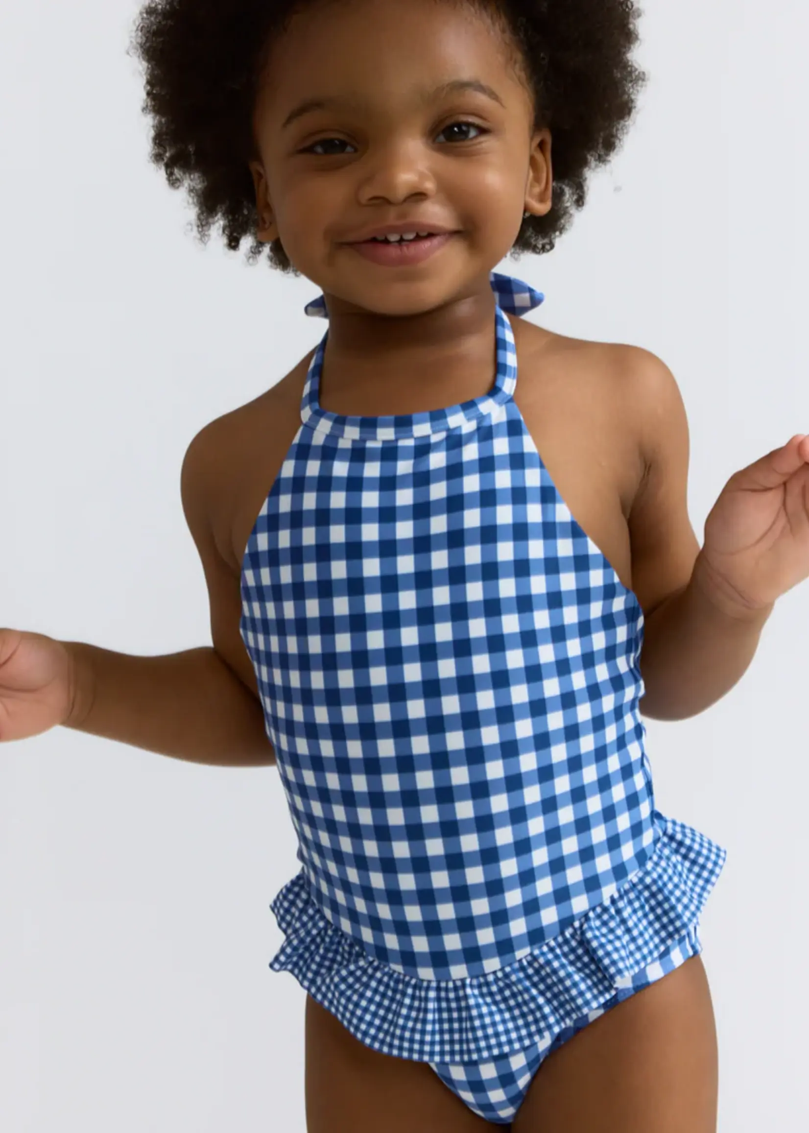 Minnow ruffle halter one piece