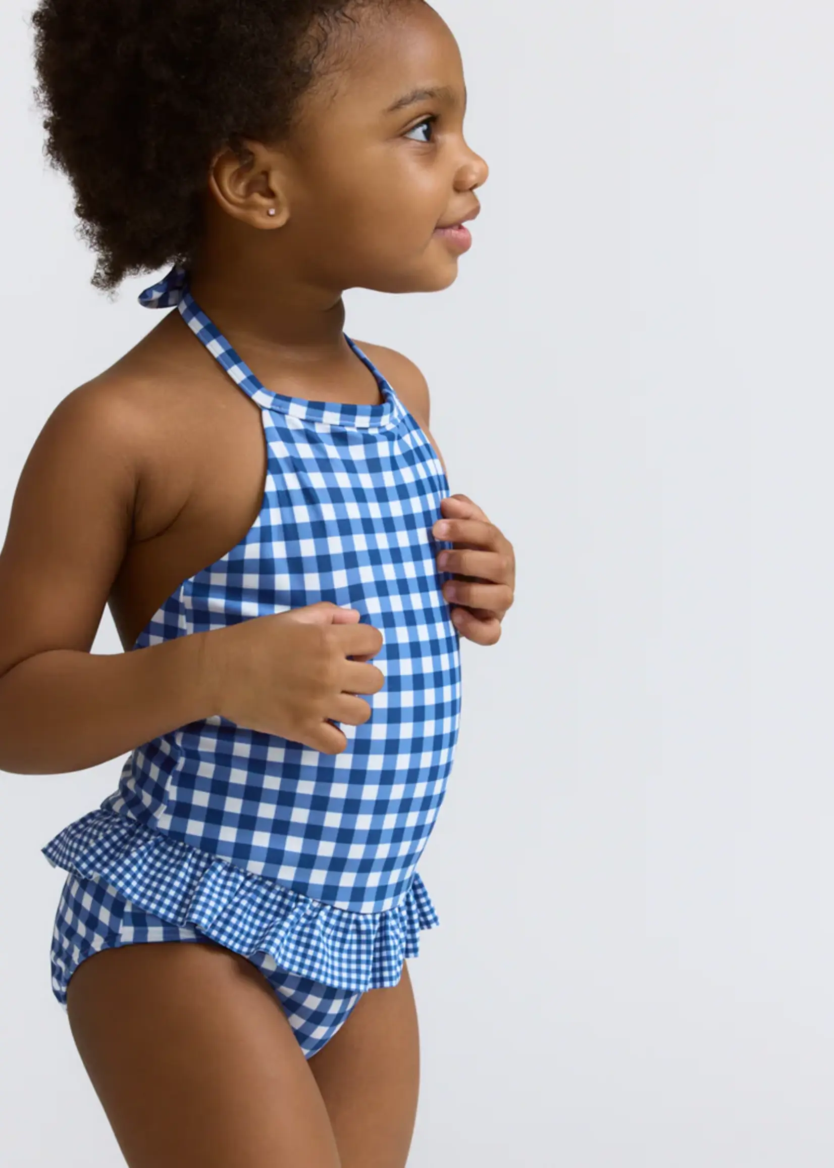 Minnow ruffle halter one piece