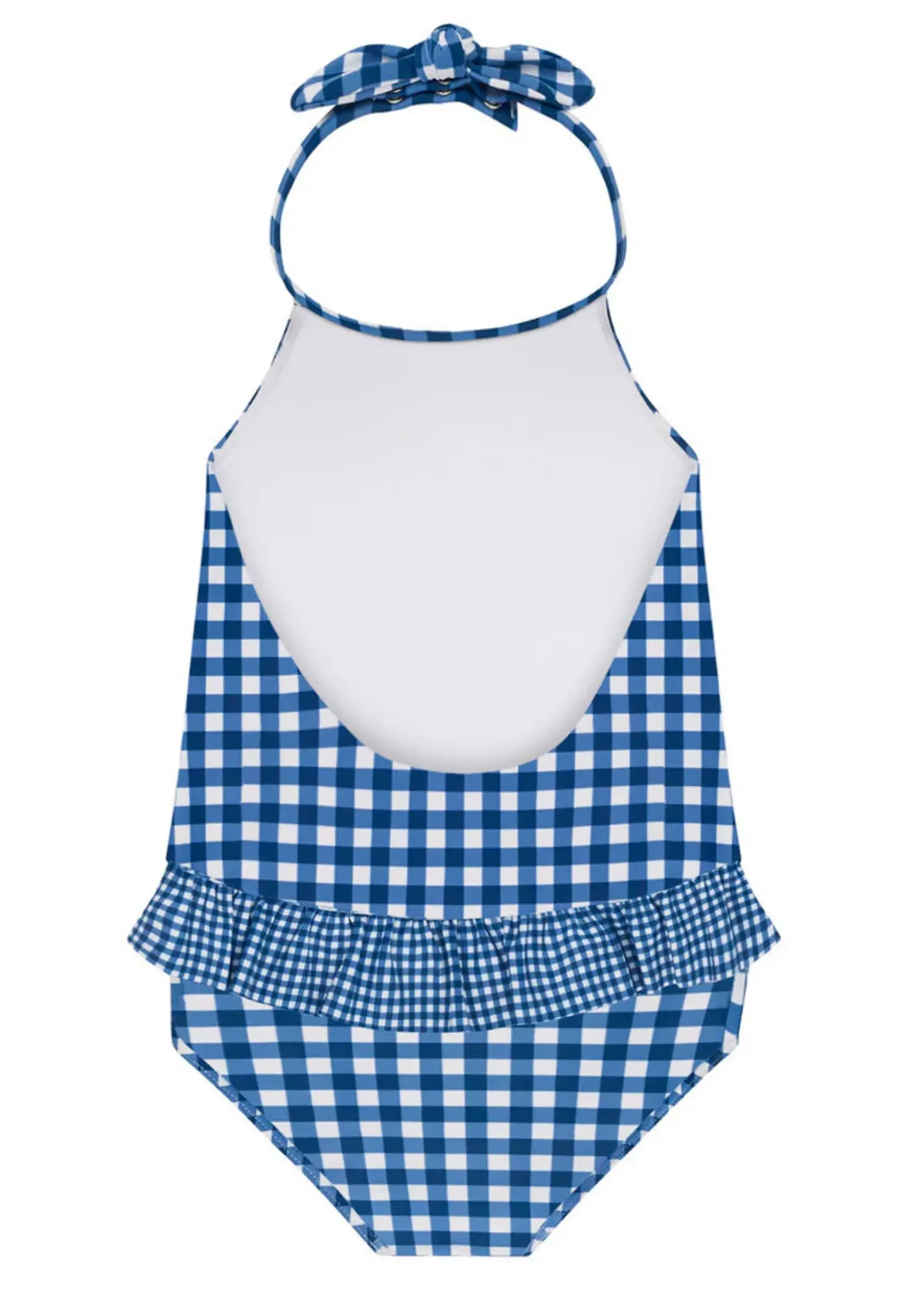 Minnow ruffle halter one piece
