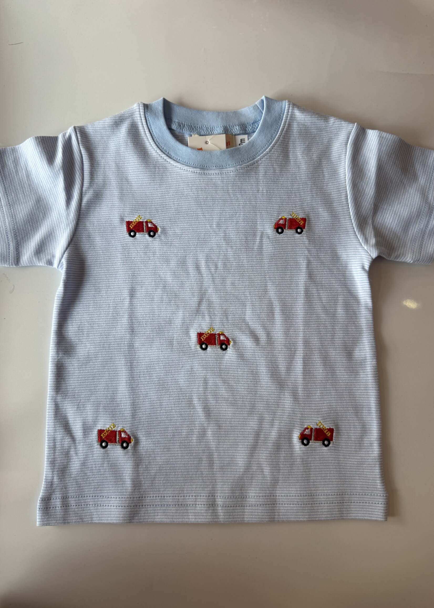 Luigi Kids Boys S/S Stripe 3 Fire Trucks
