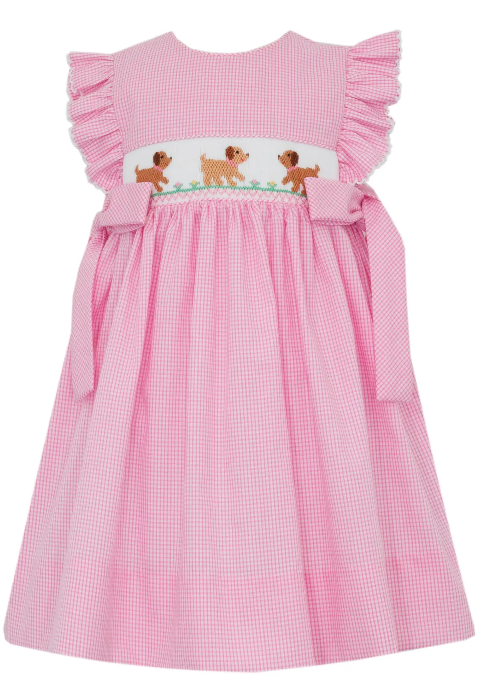 Petit Bebe PUPPIES GIRL Dress w/side bows
