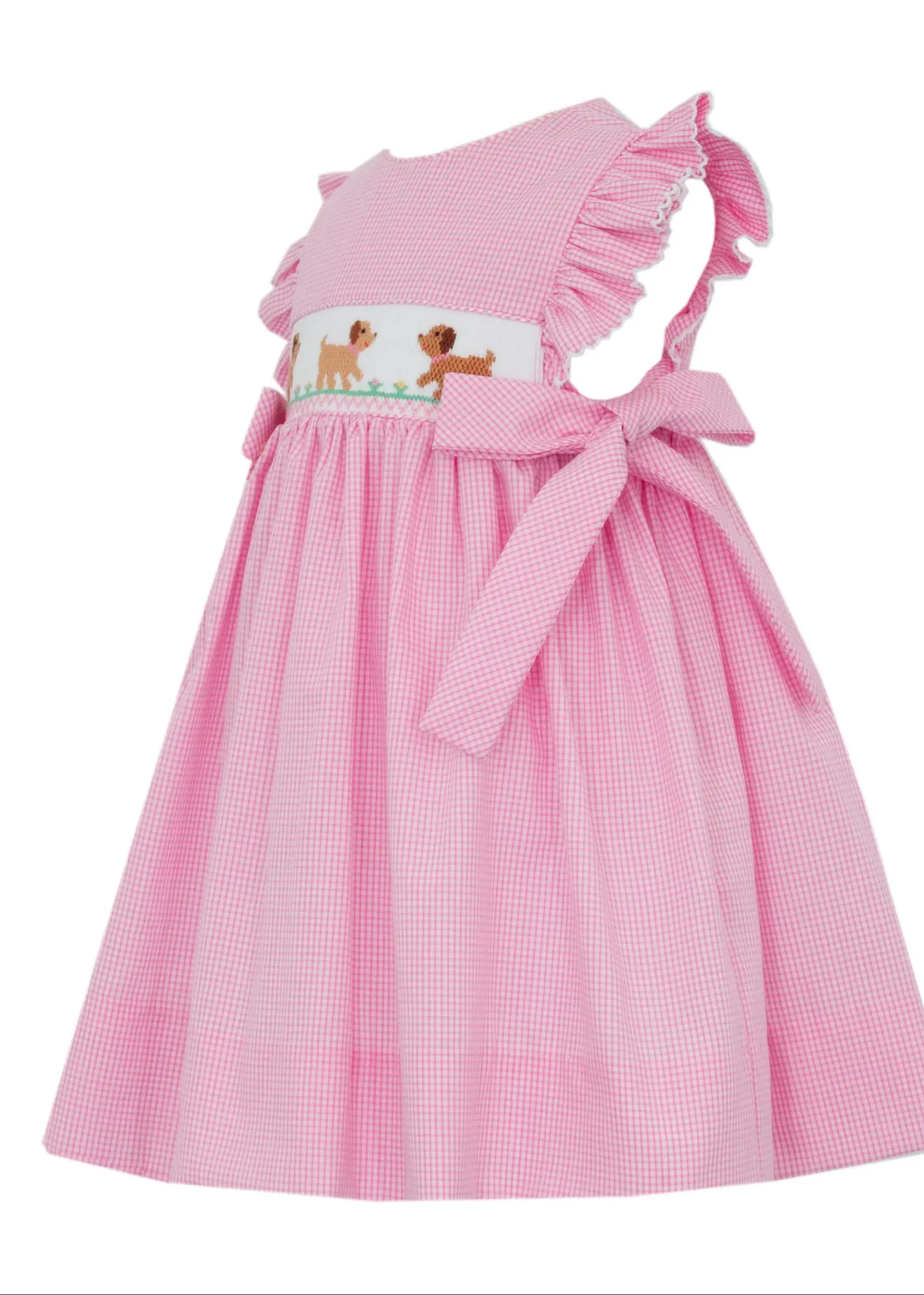 Petit Bebe PUPPIES GIRL Dress w/side bows