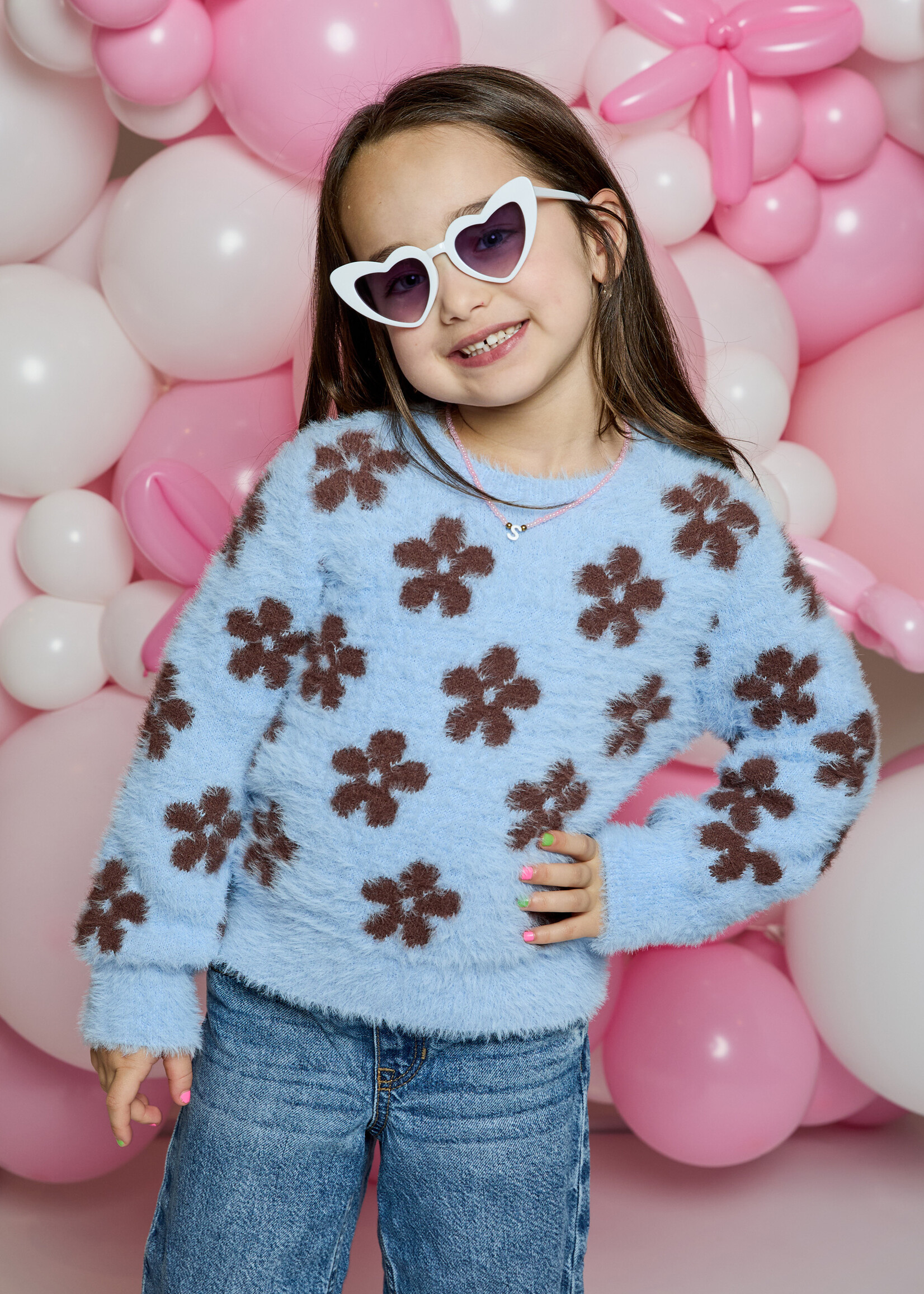 Design History L/S Brown Floral Sweater