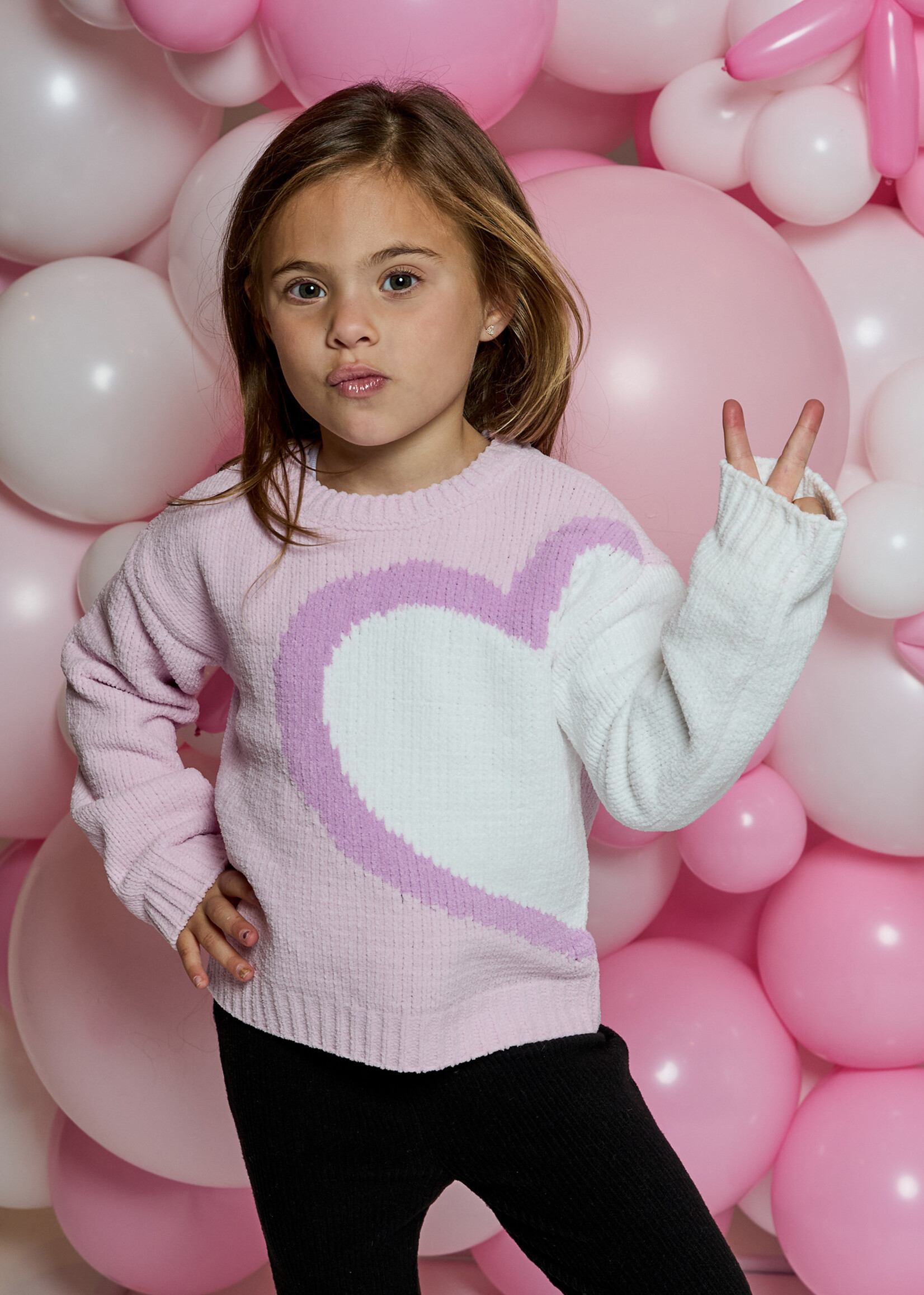 Design History L/S Half Heart Sweater
