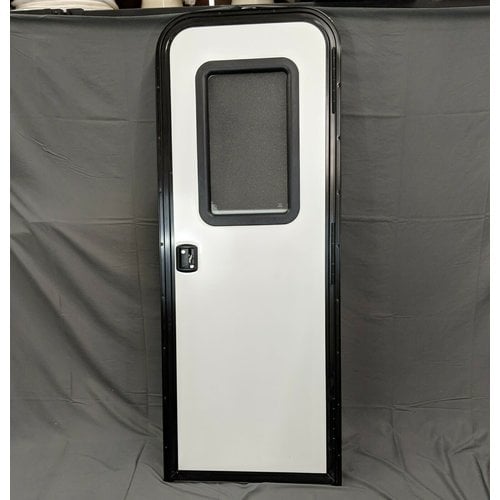 Lippert Components RV Entry Door 26 x 72 White w/ Black Trim & With Window