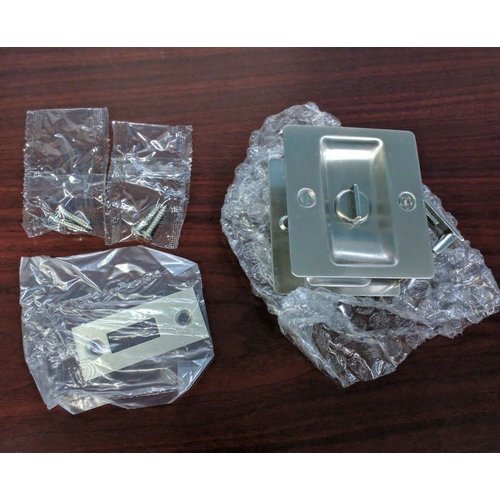 Fastec Industrial Locking Satin Nickel Pocket Door Hardware Set