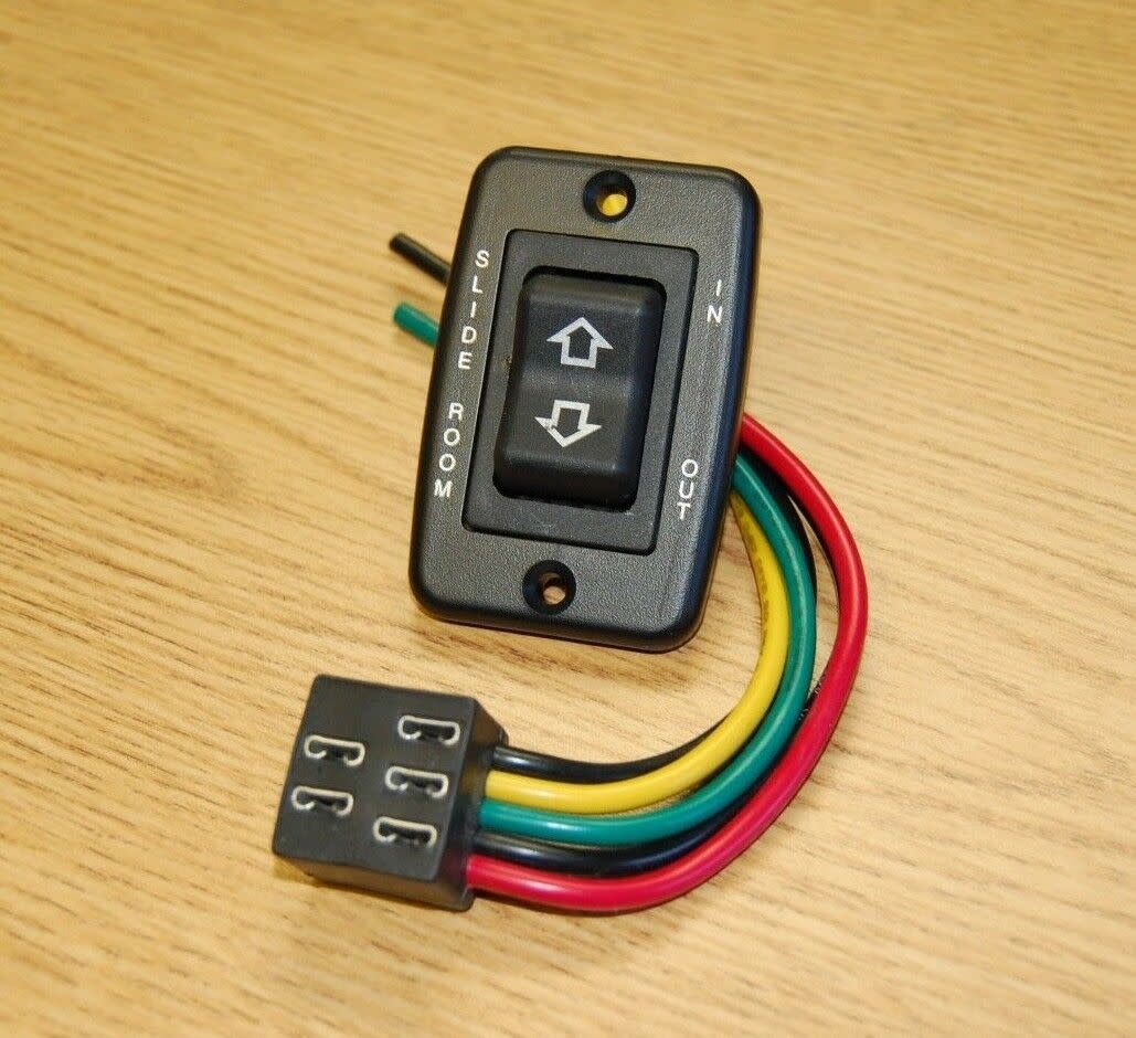 RV 12V Black Low Profile Slide Out Switch w/ Harness JR Products 12345 American Technology Components Slide Out Switch