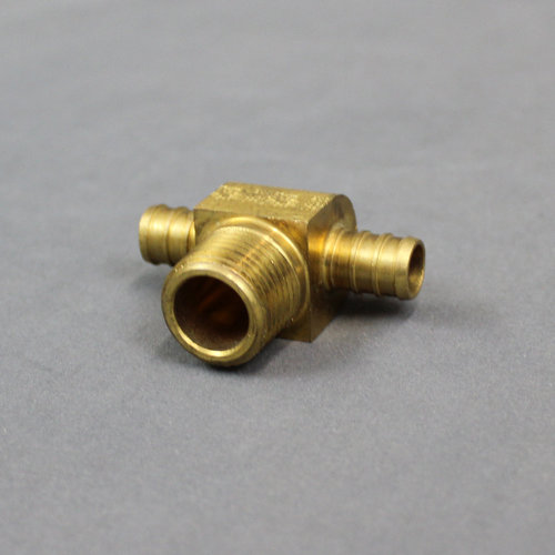 Brass 3/4" MPT x 1/2" Barb PEX Tee