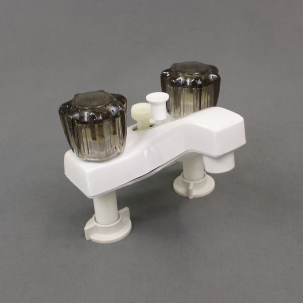 White Bathroom Faucet W Smoke Handles And Shower Diverter