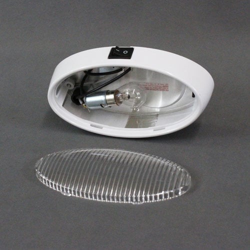 Optronics Inc. White Oval Porch Light w/ Clear Lens & Switch