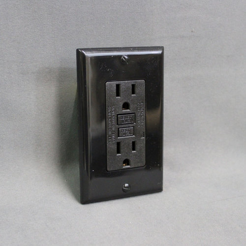 RV Designer Black GFCI Dual Outlet with Cover Plate S807 125V AC