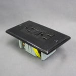 RV Designer Black GFCI Dual Outlet Receptacle w/ Cover Plate